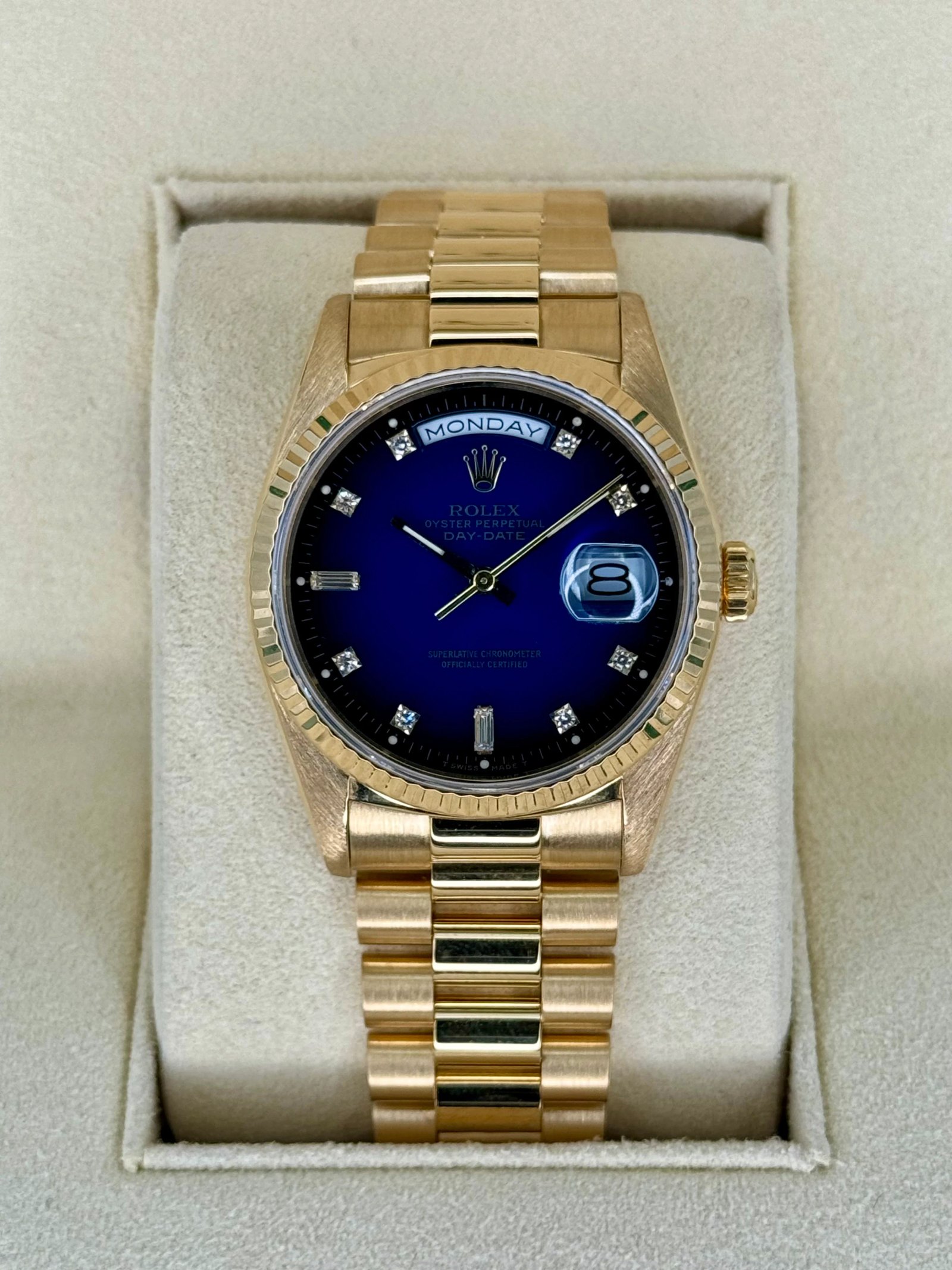 1988 Day-Date 36mm 18038 Gold Presidential Blue Vignette Dial