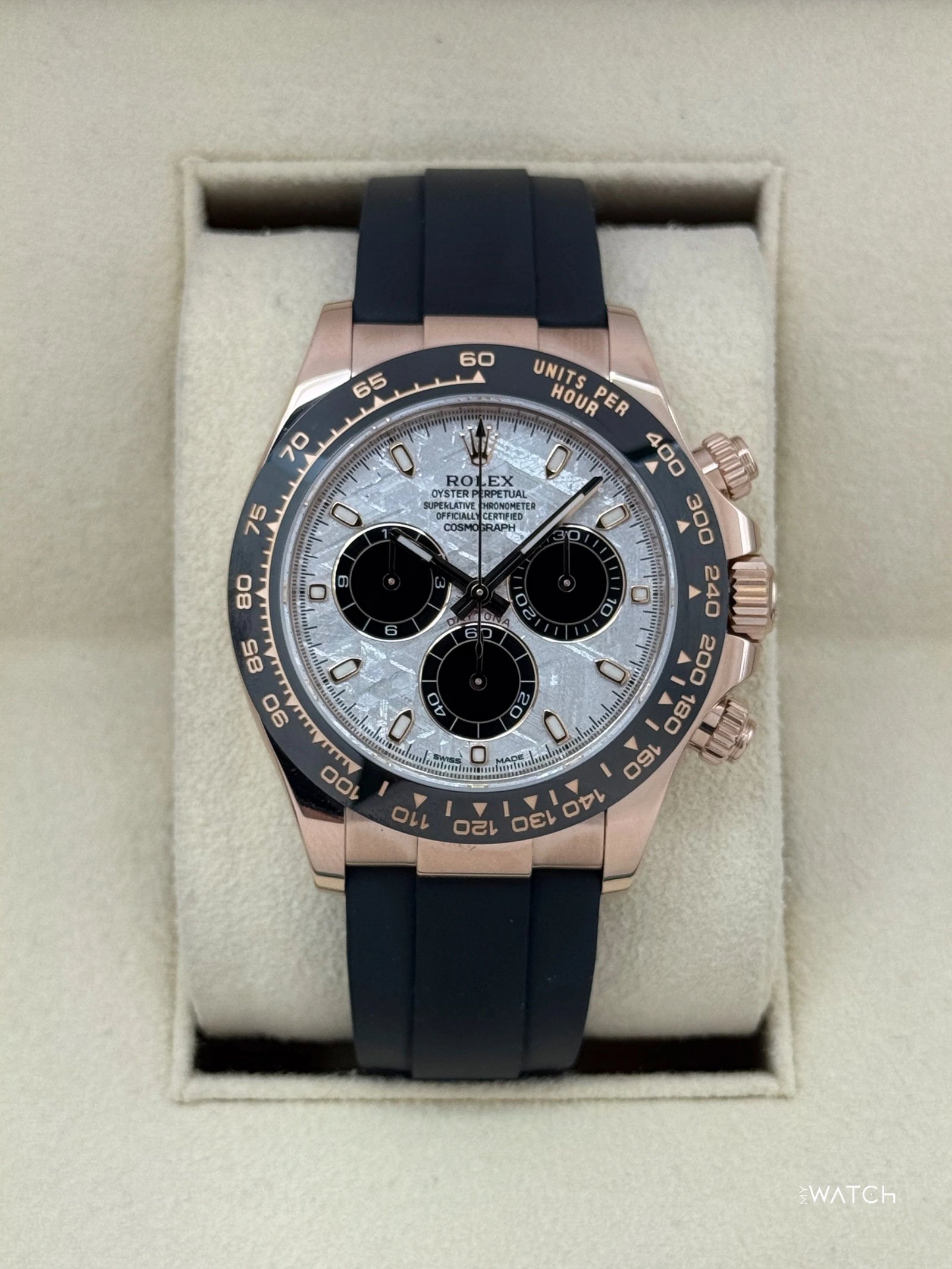 2022 Rolex Daytona 40mm 116515LN Rose Gold Oysterflex Meteorite Dial