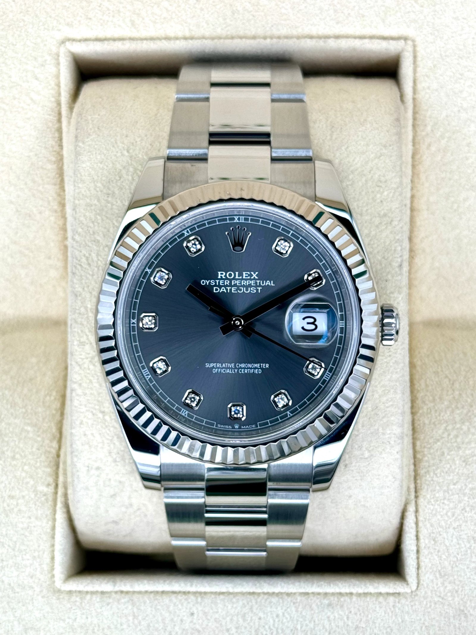 2021 Rolex Datejust 41mm Rhodium Diamond Dial 126334