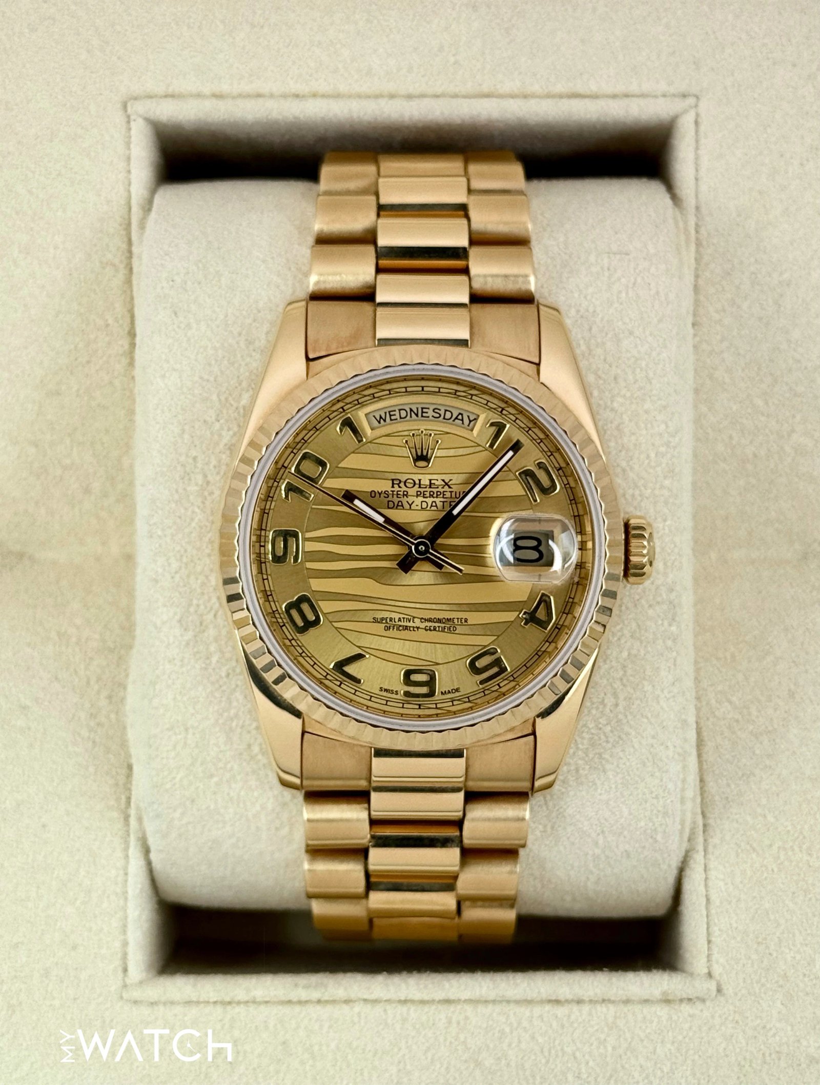 1989 Rolex Day-Date 36mm 18238 Presidential Champagne Wave Dial