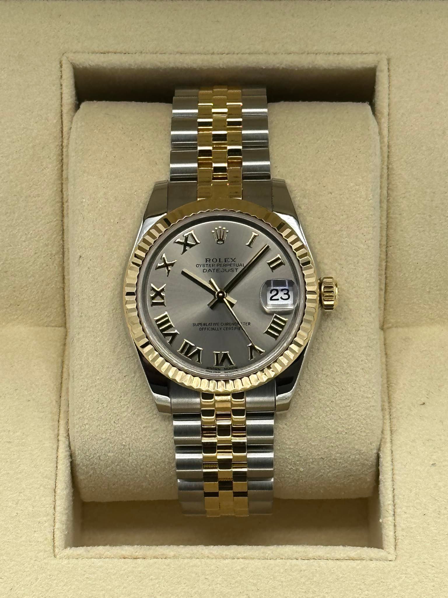 2019 Rolex Datejust 31mm 178273 Two-Tone Grey Roman Numeral Dial