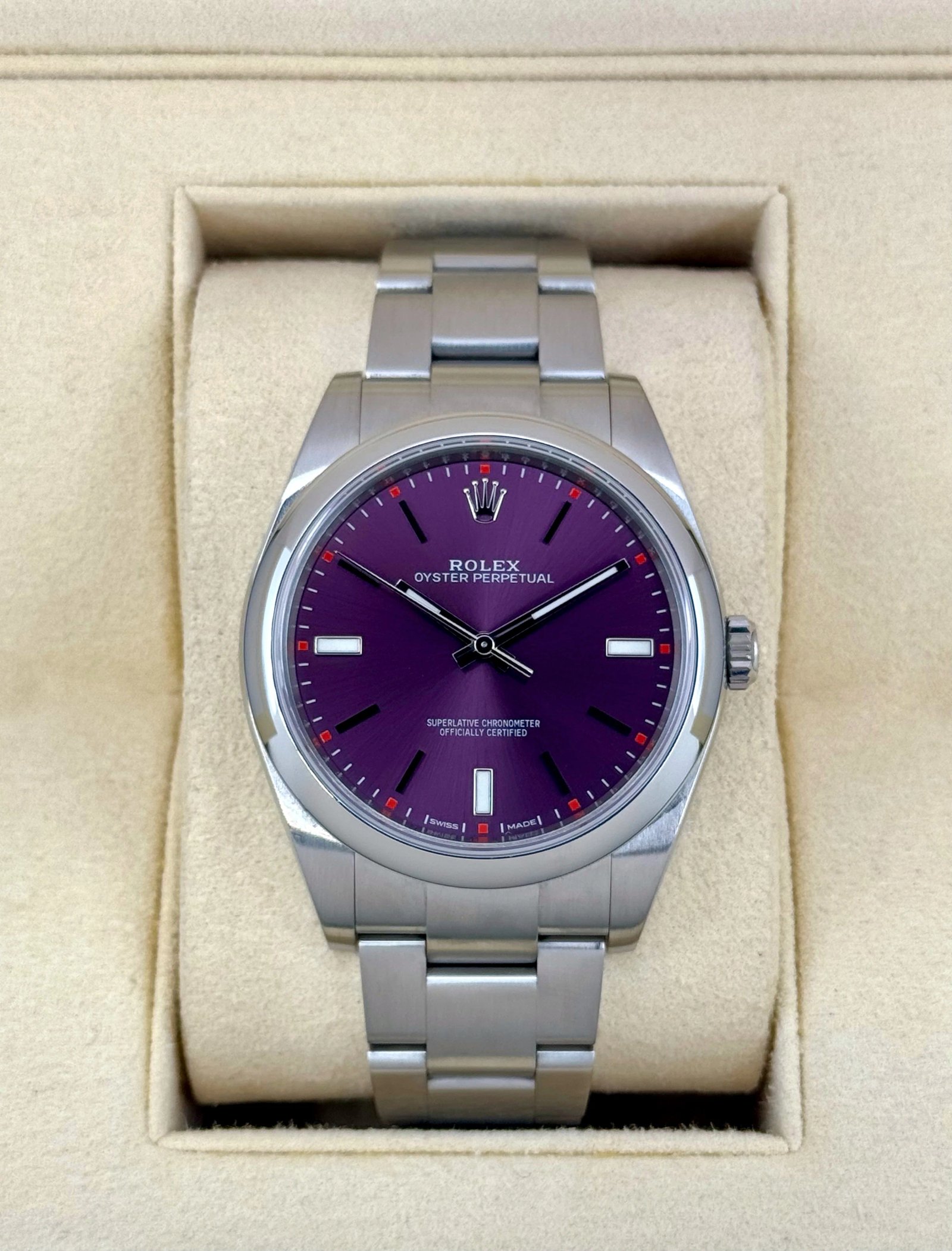 2018 Rolex Oyster Perpetual 39mm 114300 Grape Dial