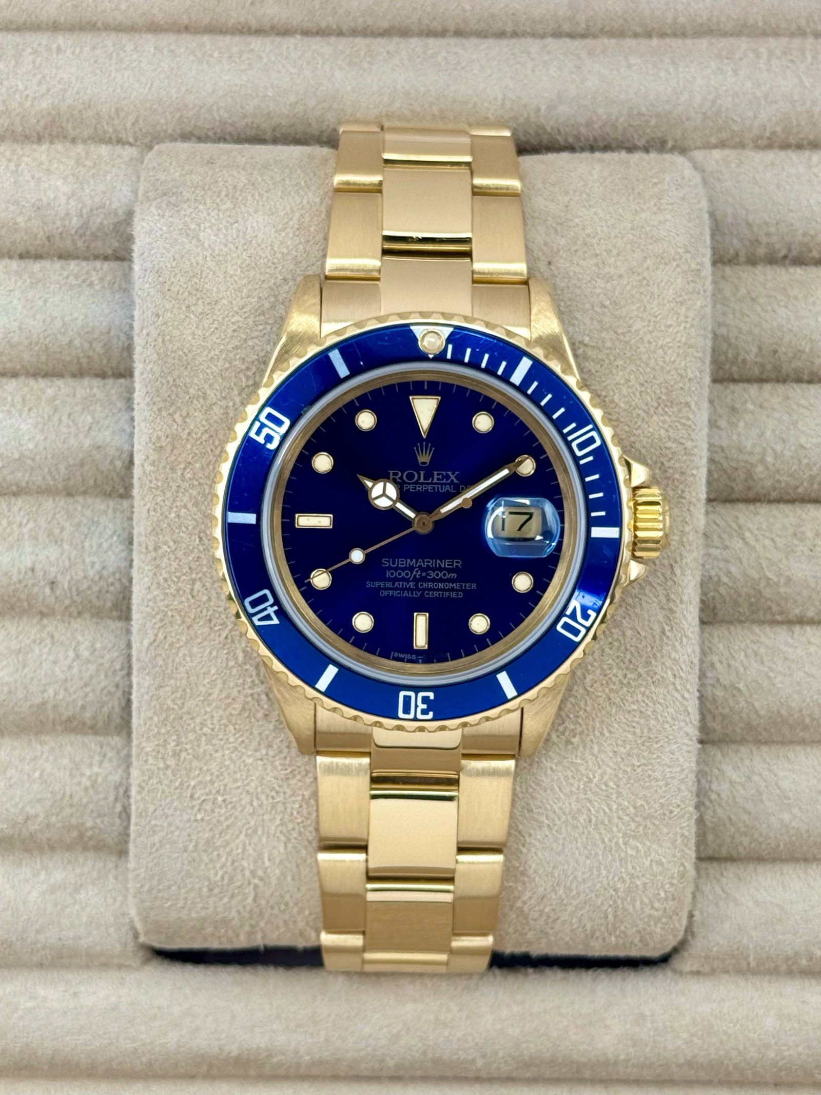 1987 Rolex Submariner "Bluesy" 40mm 16808 Yellow Gold Blue Dial