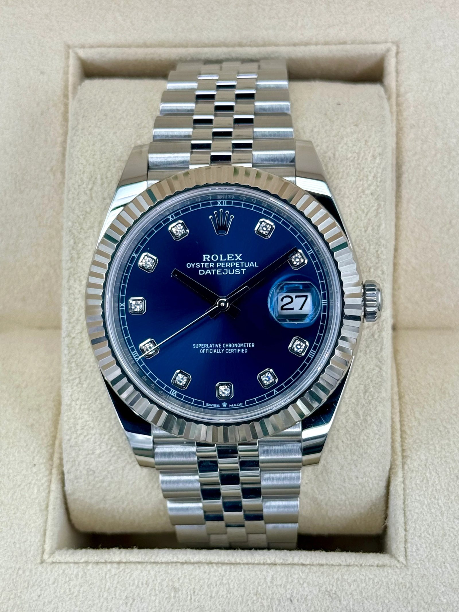 2022 Rolex Datejust 41mm 126334 Jubilee Blue Diamond Dial