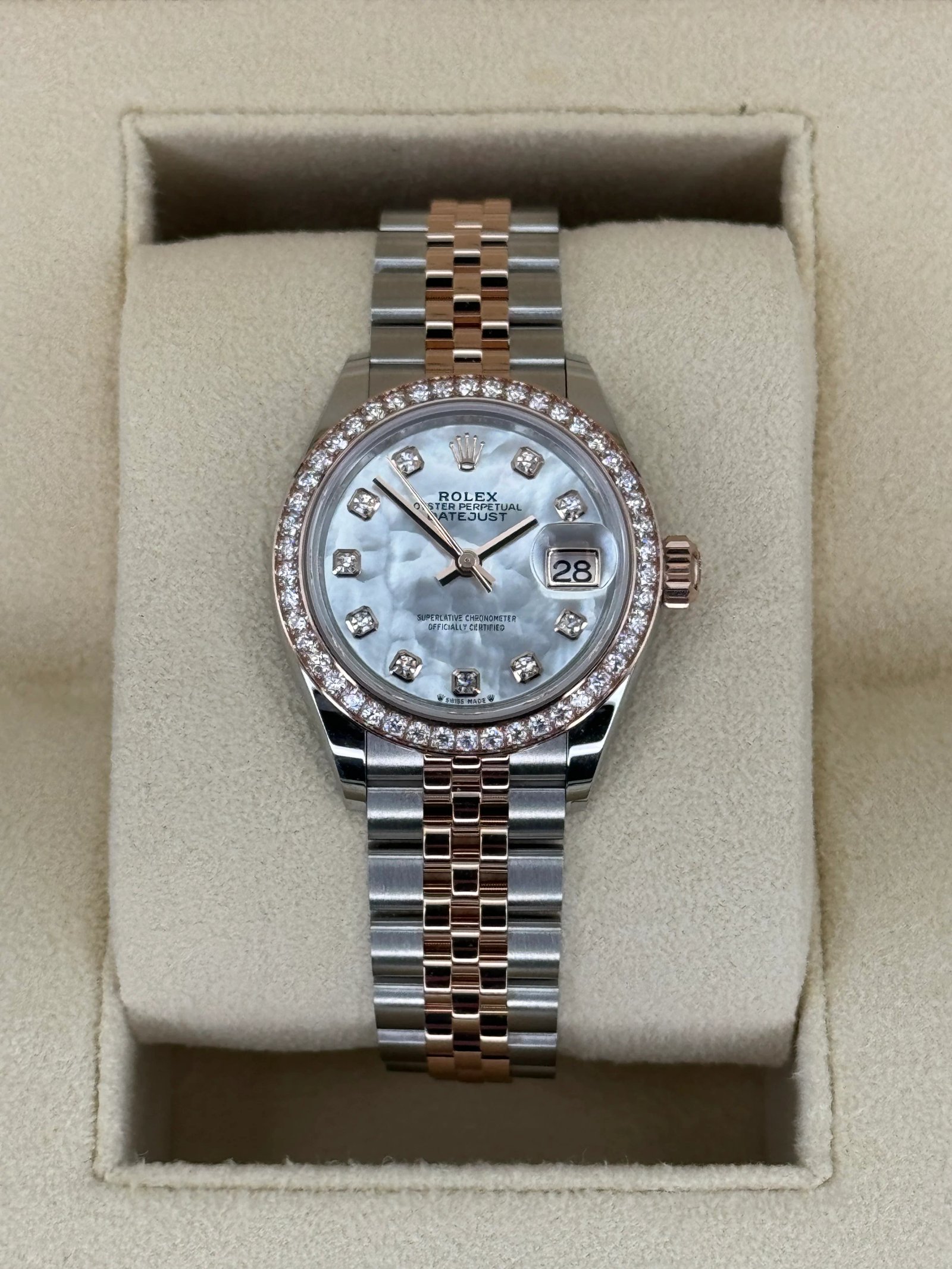 NEW 2023 Rolex Lady-Datejust 28mm 279381RBR MOP Diamond Dial