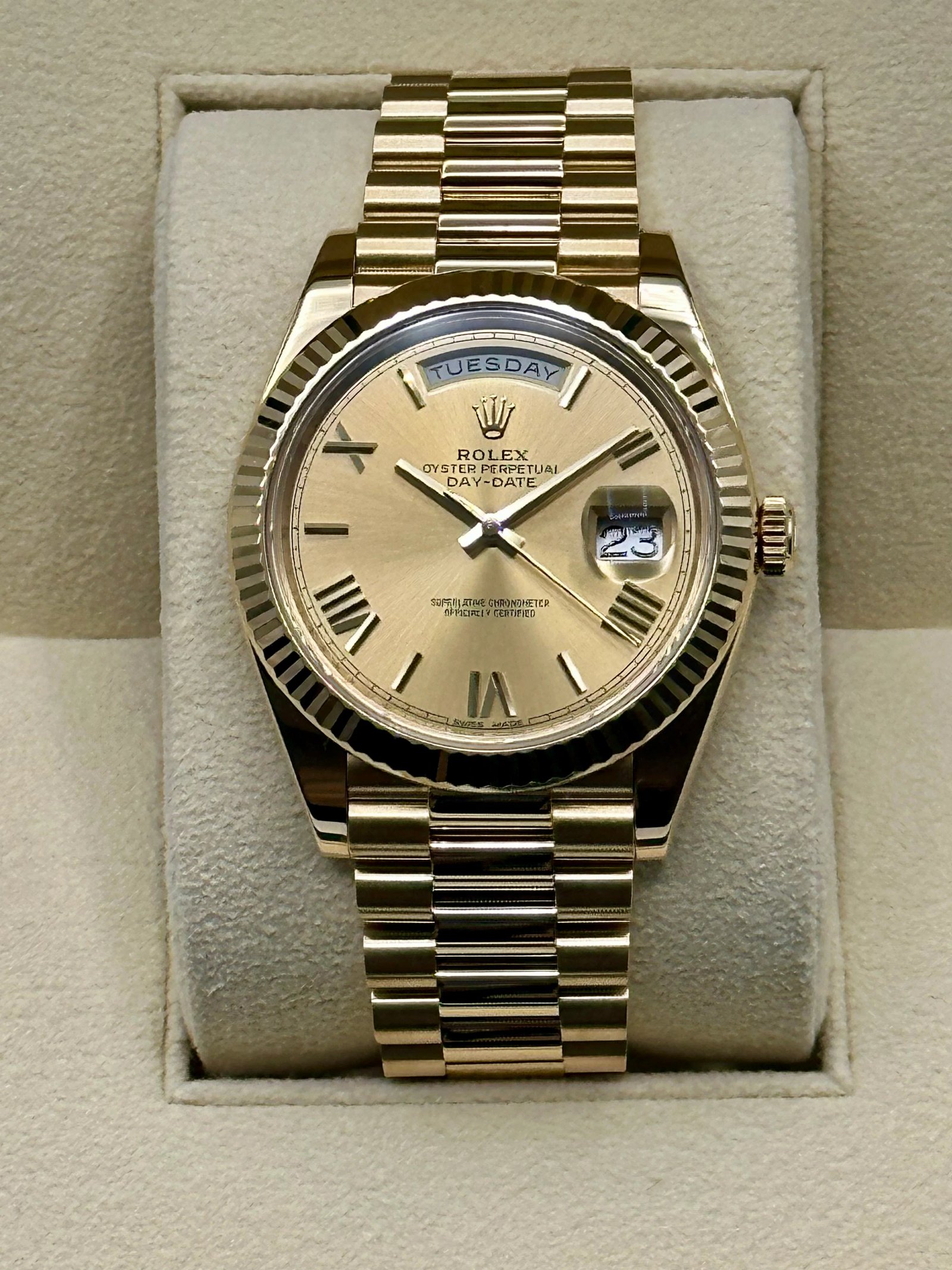2019 Rolex Day-Date 40mm 228238 Presidential Champagne Dial