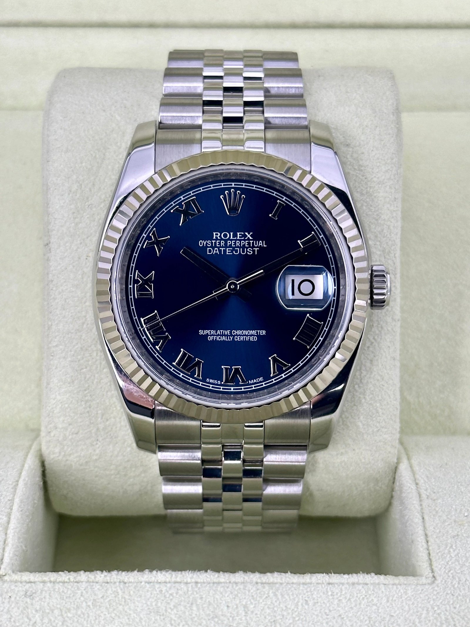 2012 Datejust 36mm 116234 Jubilee Blue Roman Numeral Dial
