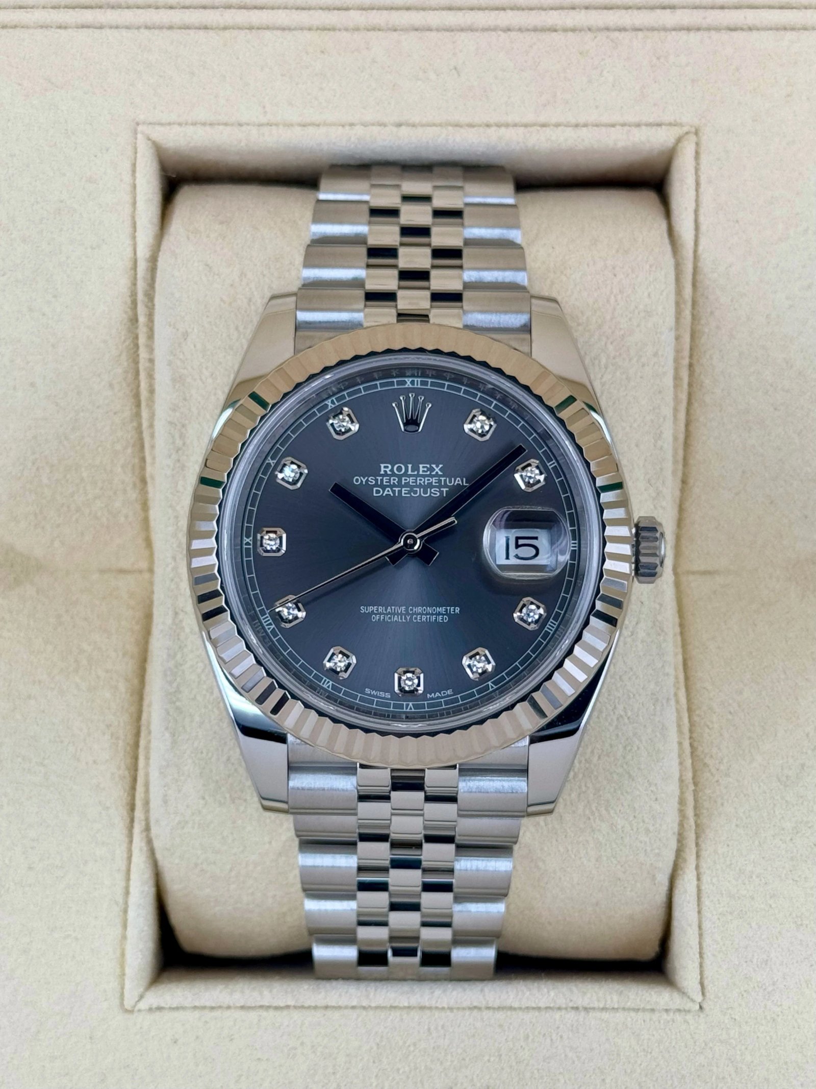 2017 Datejust 41mm 126334 Stainless Steel Jubilee Rhodium Diamond Dial