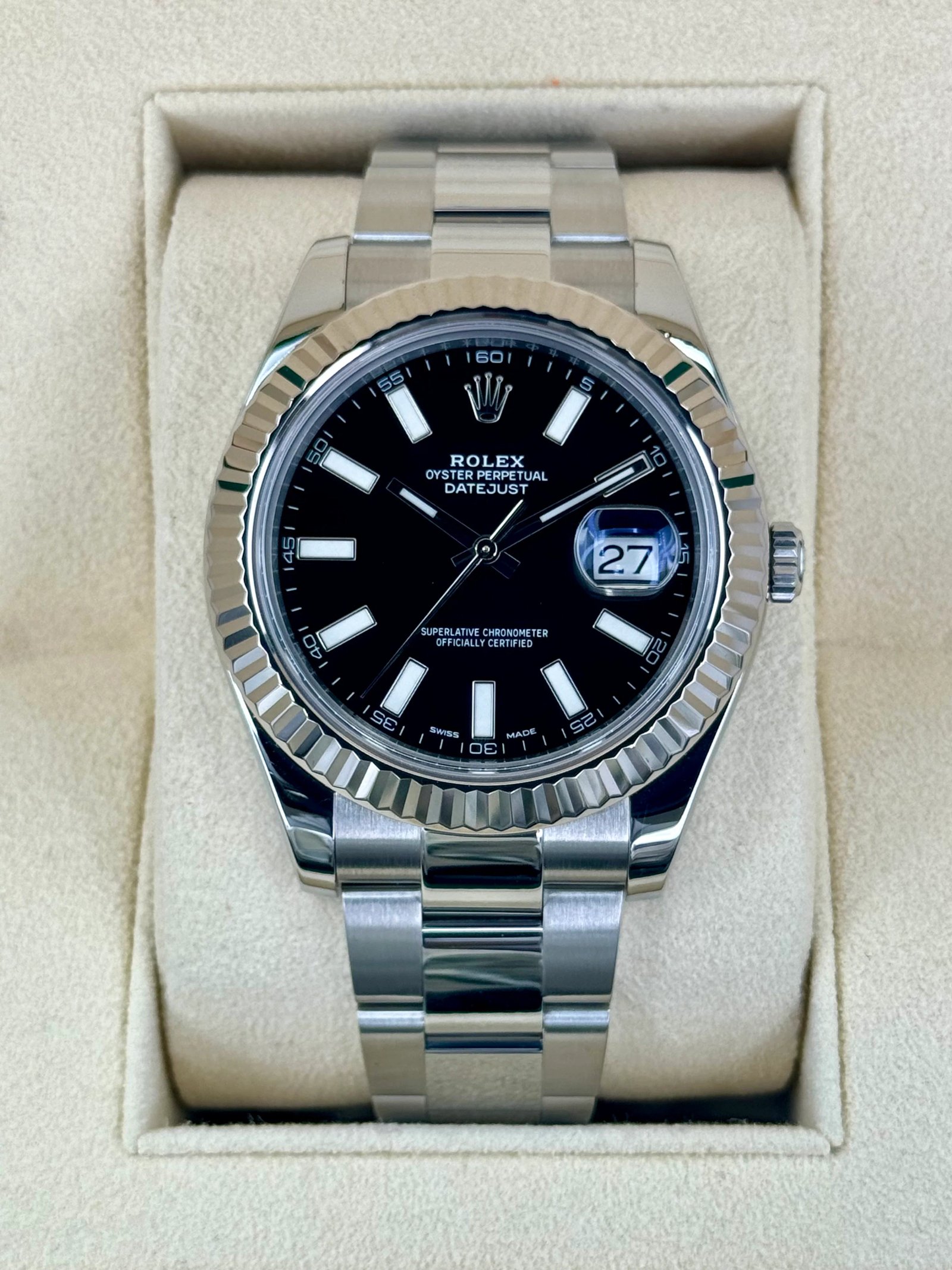 2017 Rolex Datejust II 41mm 116334 Stainless Steel Oyster Black Dial