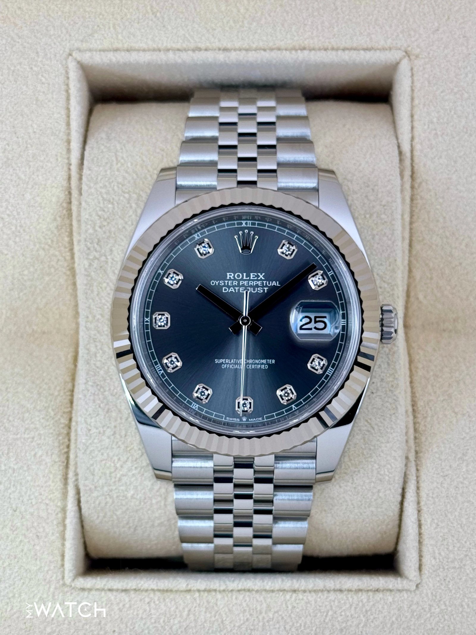 2024 Rolex Datejust 41mm 126334 Stainless Steel Jubilee Rhodium Diamond Dial