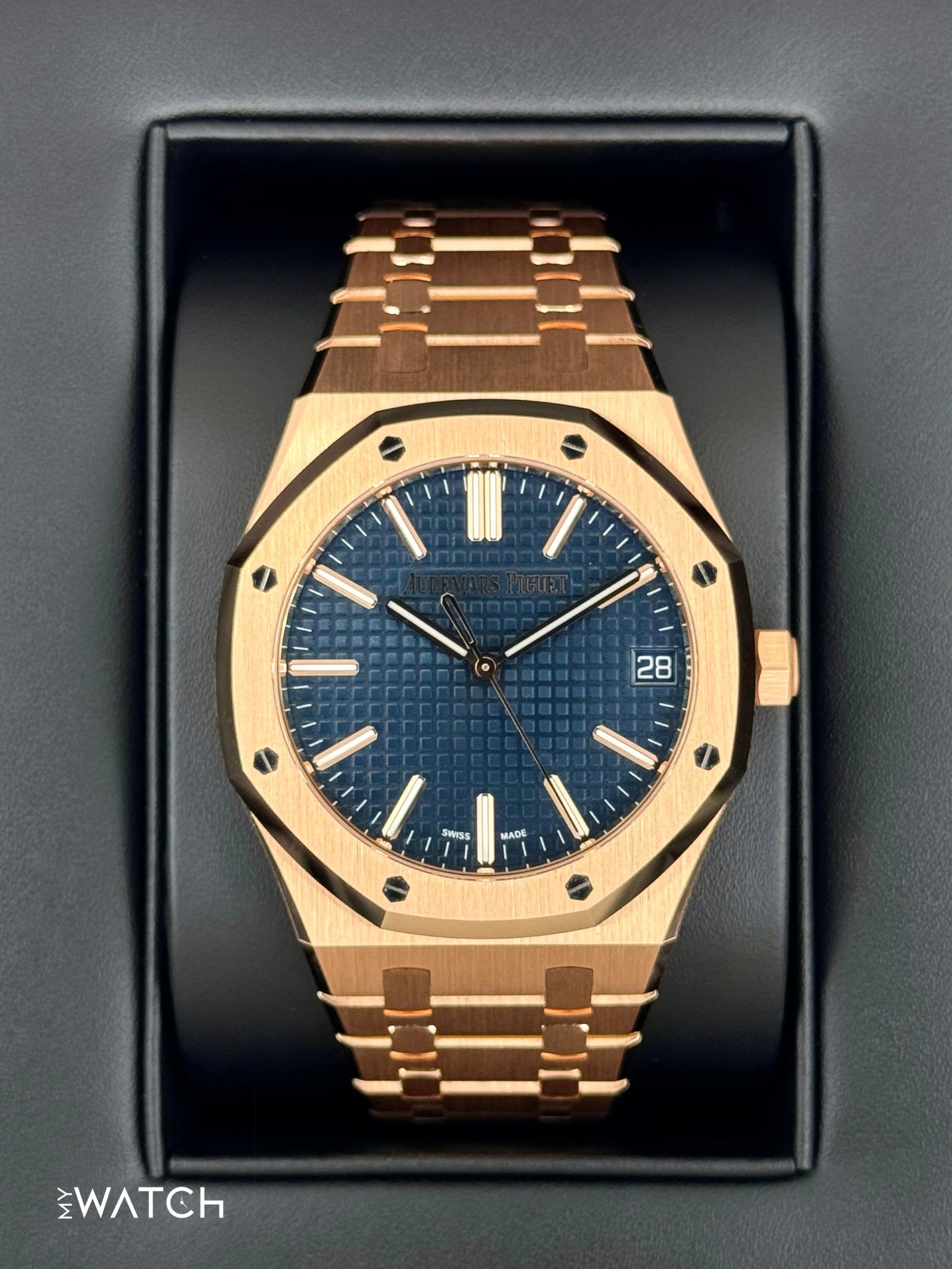 NEW 2025 Audemars Piguet Royal Oak 41mm 15510OR Rose Gold Blue Dial