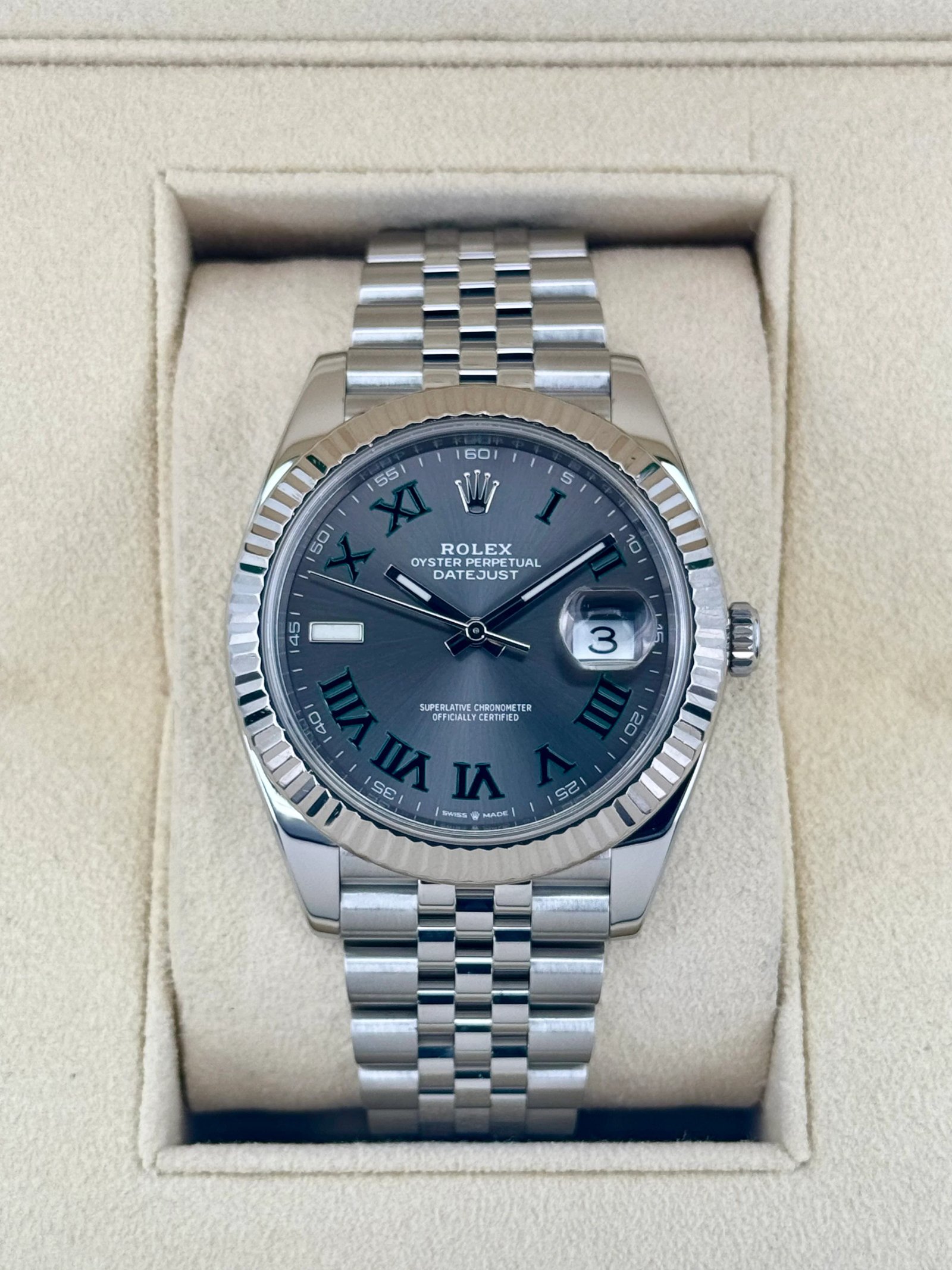 2020 Rolex Datejust 41mm 126334 Stainless Steel Jubilee Wimbledon Dial