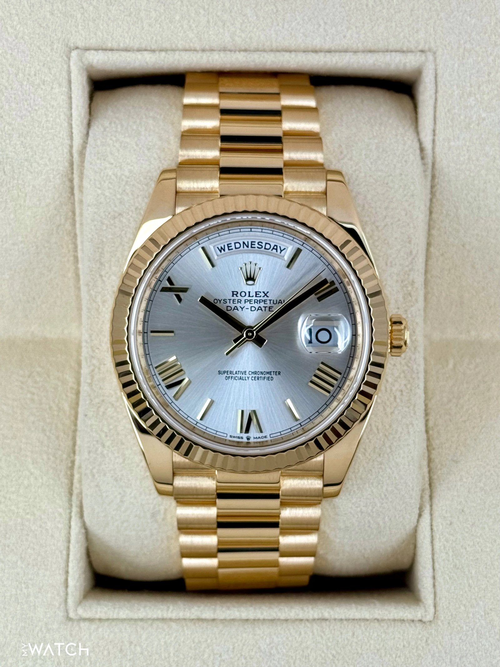2023 Rolex Day-Date 40mm 228238 Presidential Silver Dial