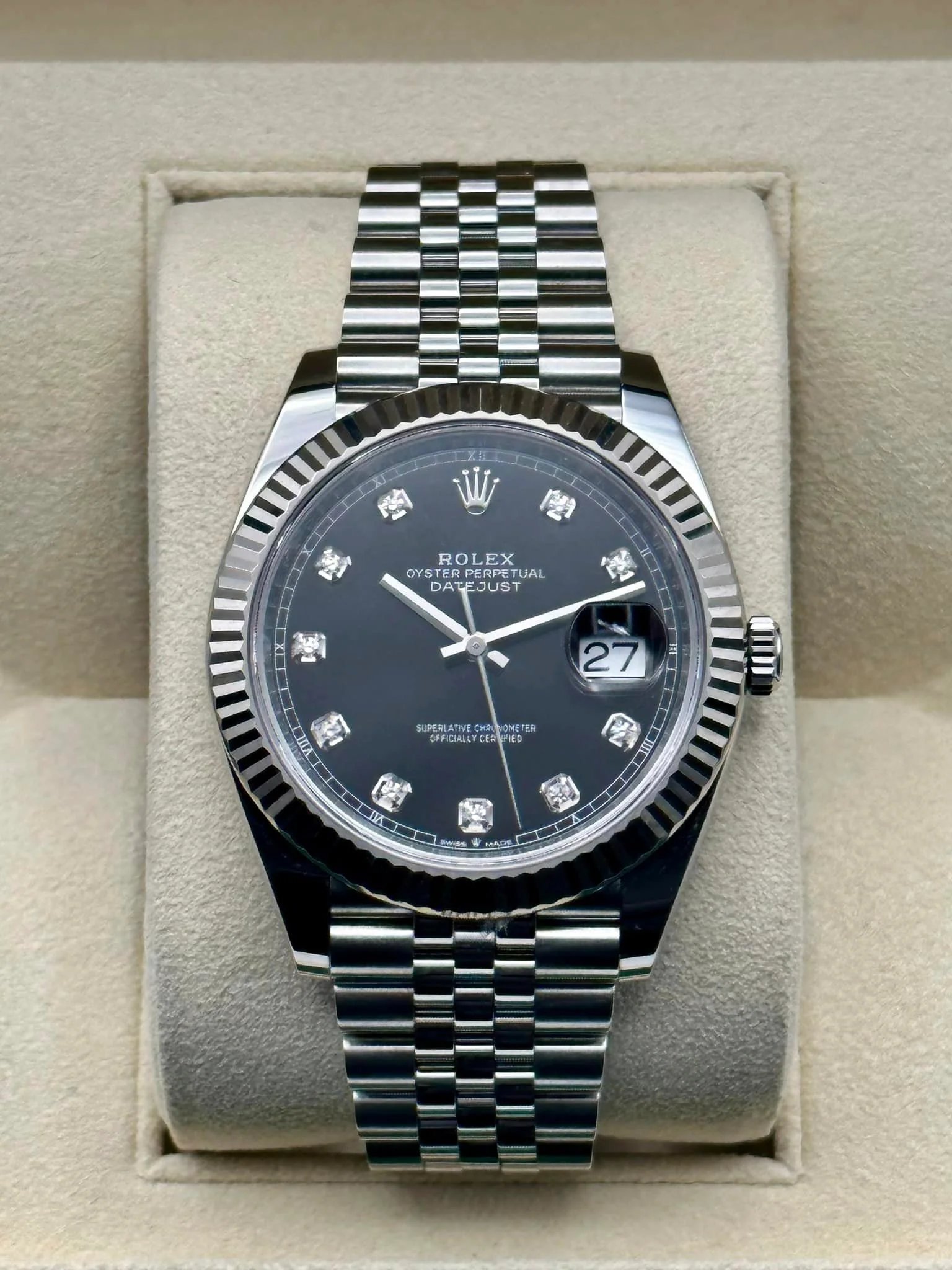 2019 Rolex Datejust 41mm 126334 Jubilee Black Diamond Dial