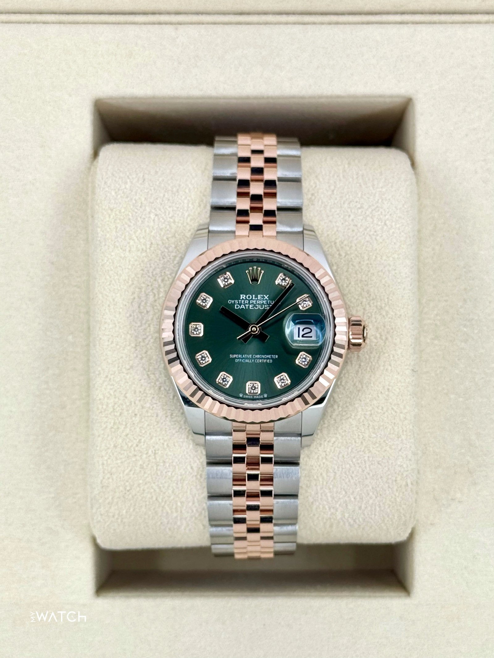 NEW 2025 Rolex Ladies Datejust 28mm 279171 Two-Tone Green Diamond Dial