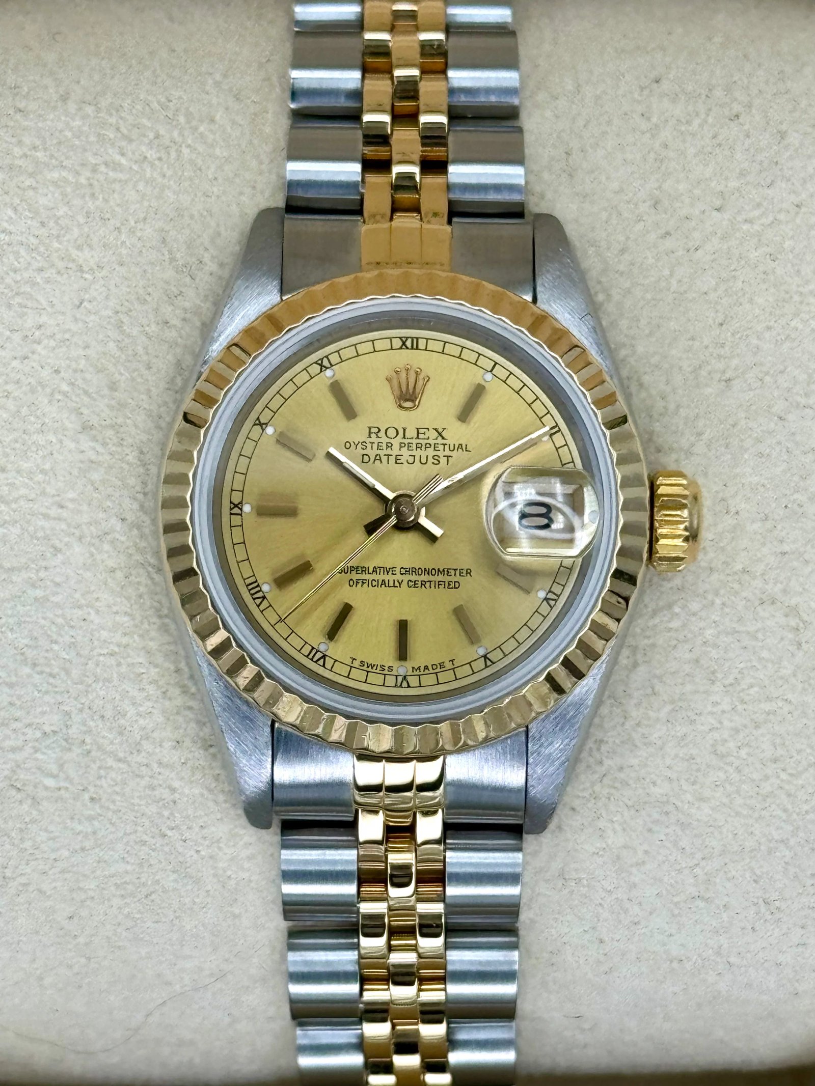 1990 Rolex Lady Datejust 26mm 69173 Two-Tone Jubilee Champagne Dial