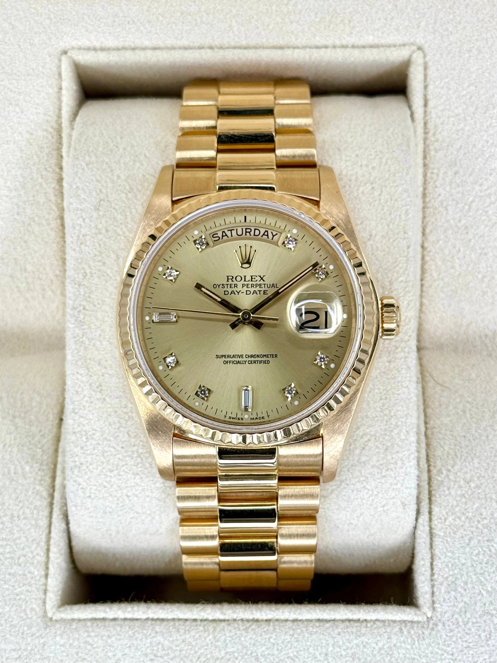 1983 Rolex Day-Date 36mm 18038 Presidential Champagne Diamond Dial