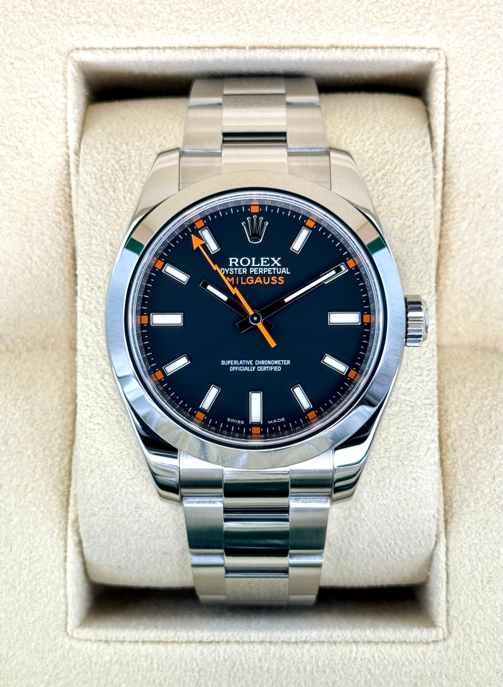 2014 Rolex Milgauss 40mm 116400GV Stainless Steel Black Dial
