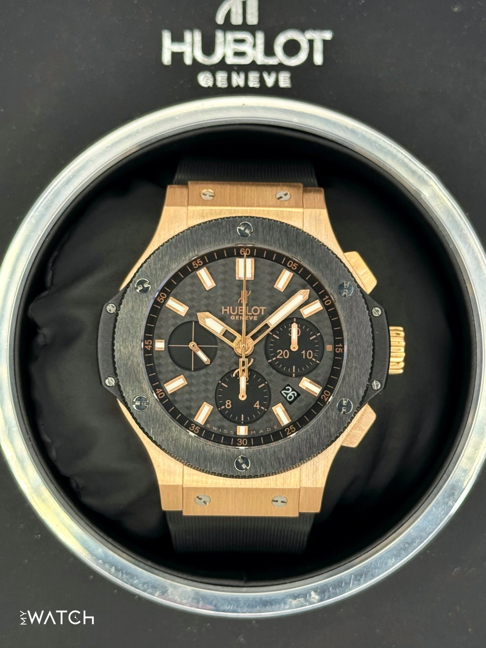 2011 Hublot Big Bang Chronograph 44mm 301.PM.1780.RX Rose Gold Black Dial