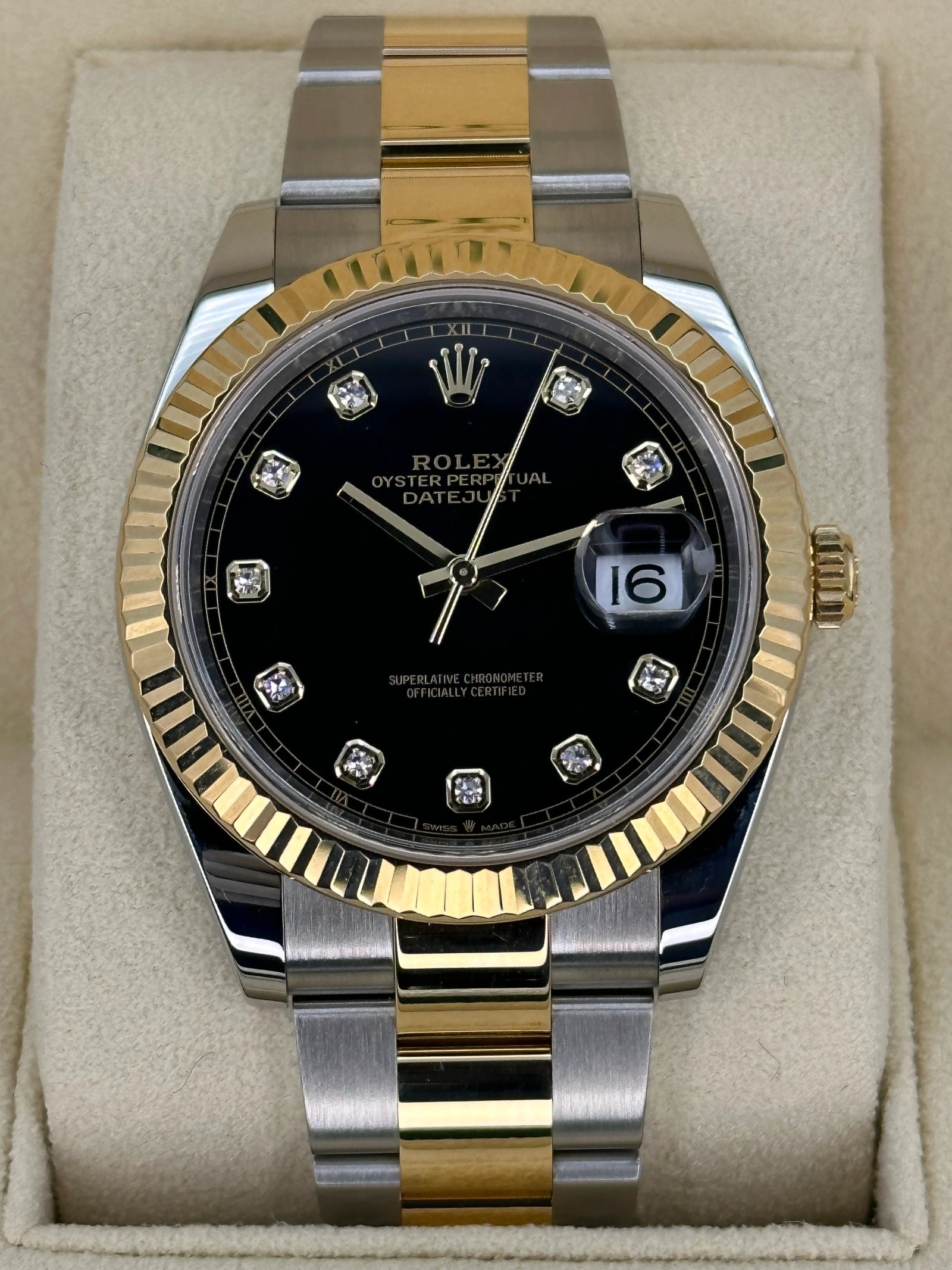 2023 Rolex Datejust 41mm 126333 Two-Tone Oyster Black Diamond Dial