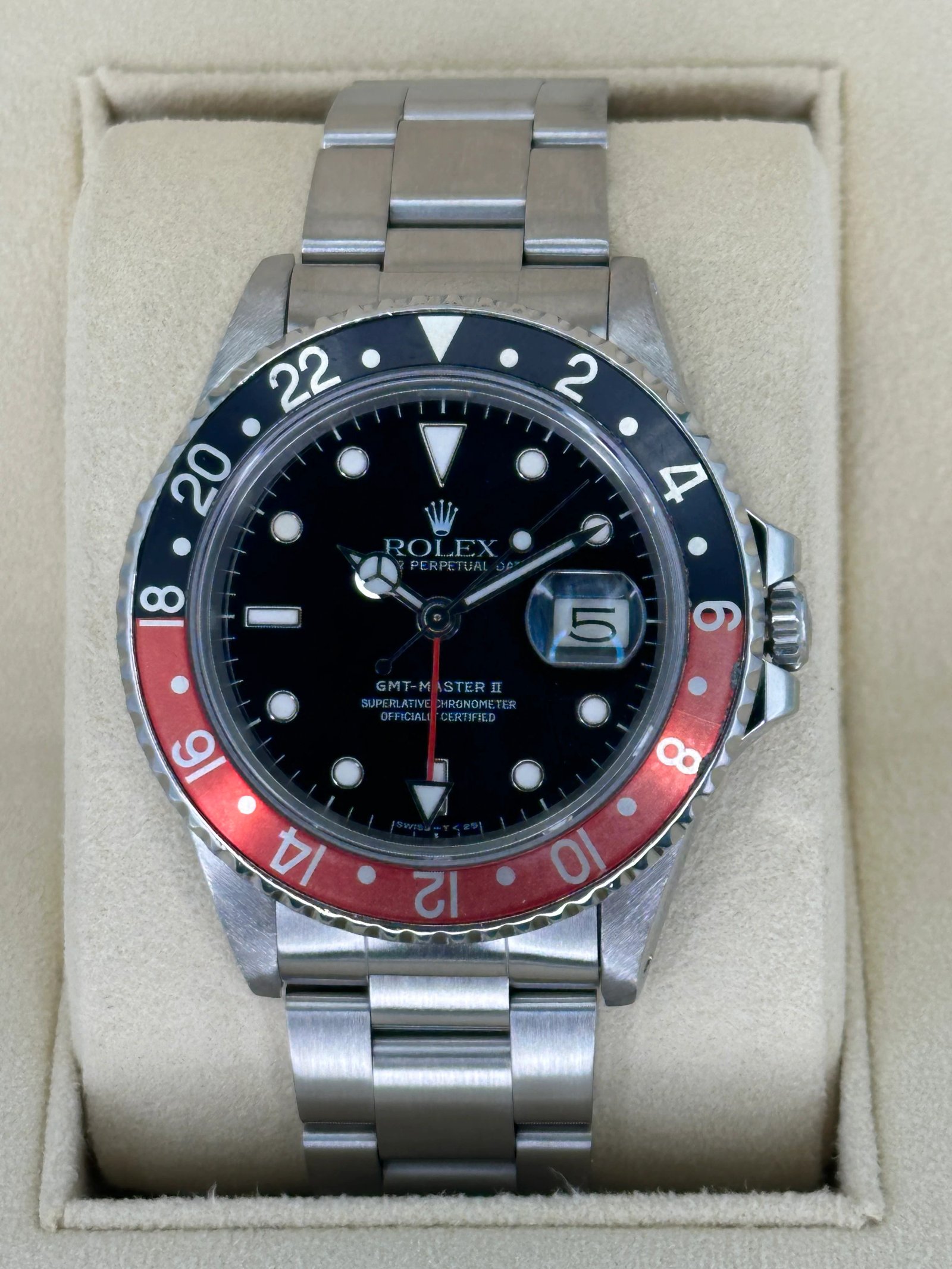 1987 Rolex GMT Master II "Coke" Fat Lady  16760 Black Dial w/RSC Card