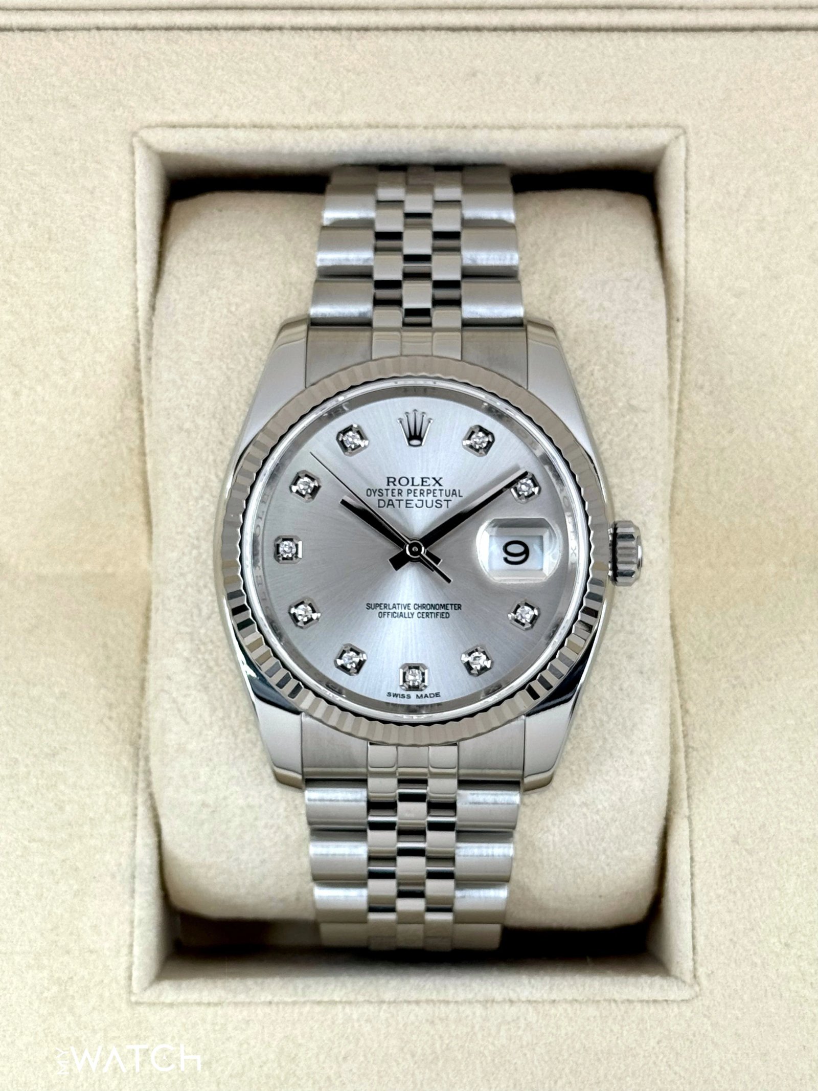 2017 Rolex Datejust 36mm 116234 Stainless Steel Jubilee Silver Diamond Dial