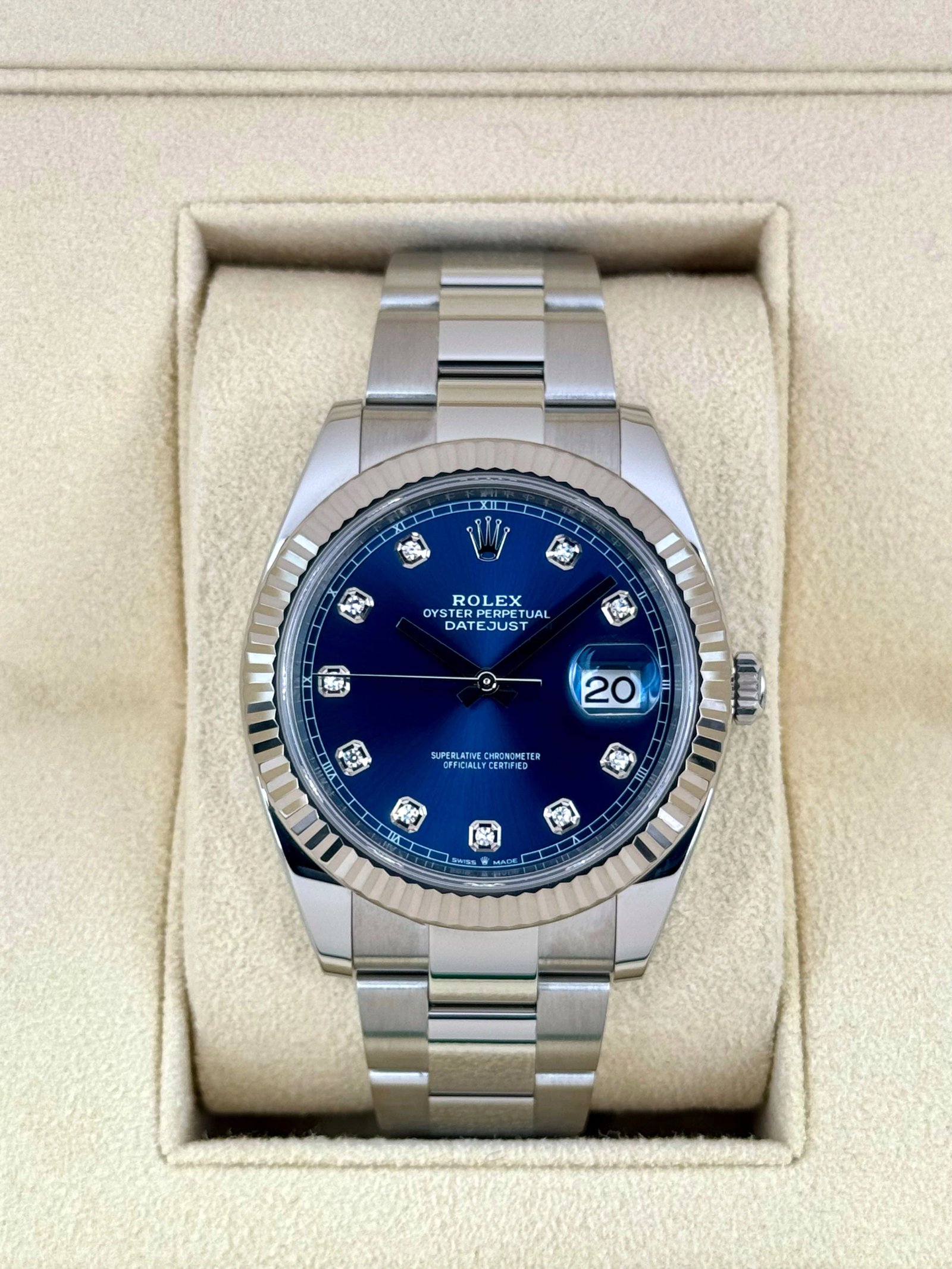 2024 Rolex Datejust 41mm 126334 Stainless Steel Oyster Blue Diamond Dial