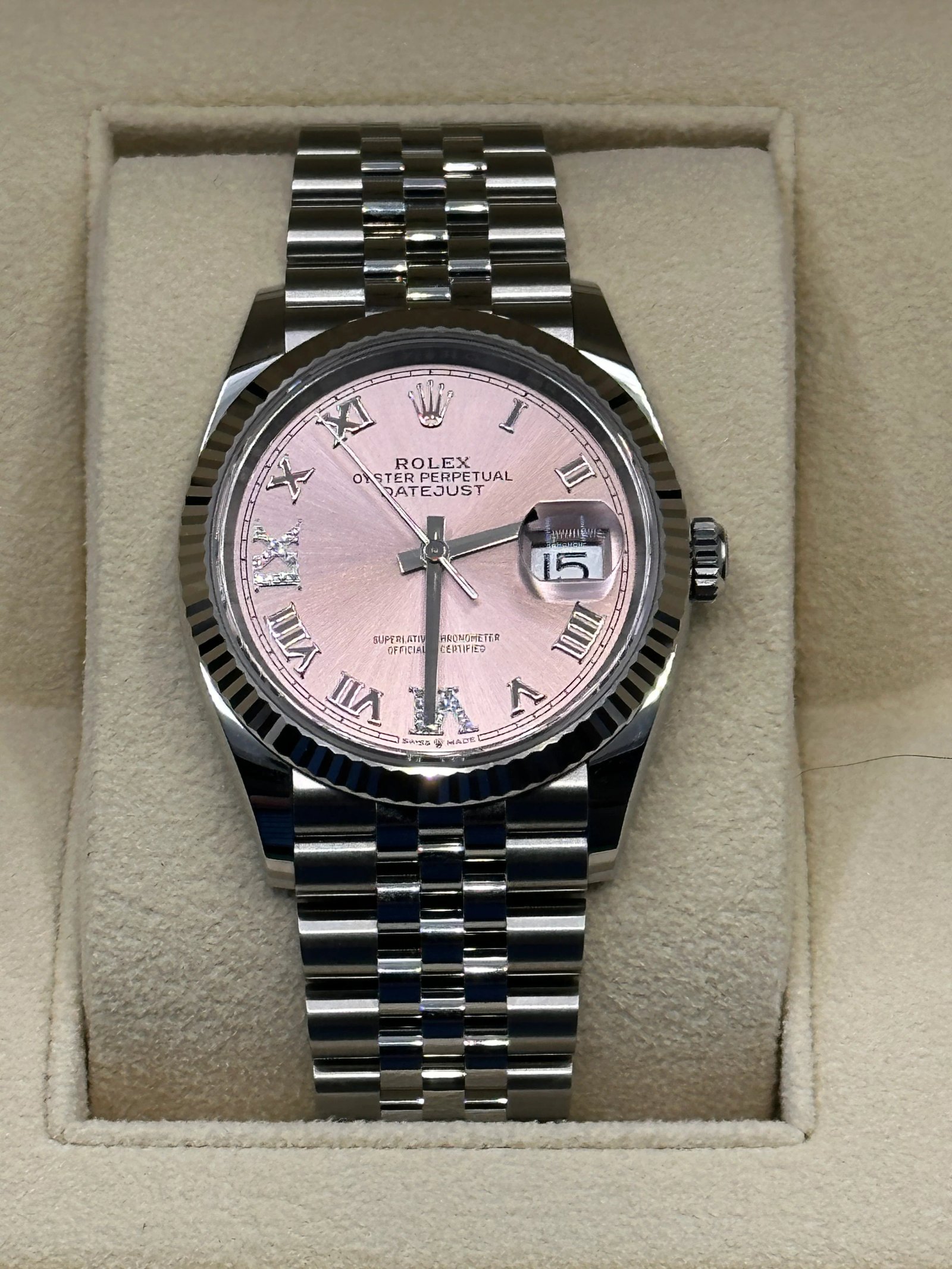 2023 Rolex Datejust 36mm 126234 Jubilee Pink Dial Diamond VI & IX