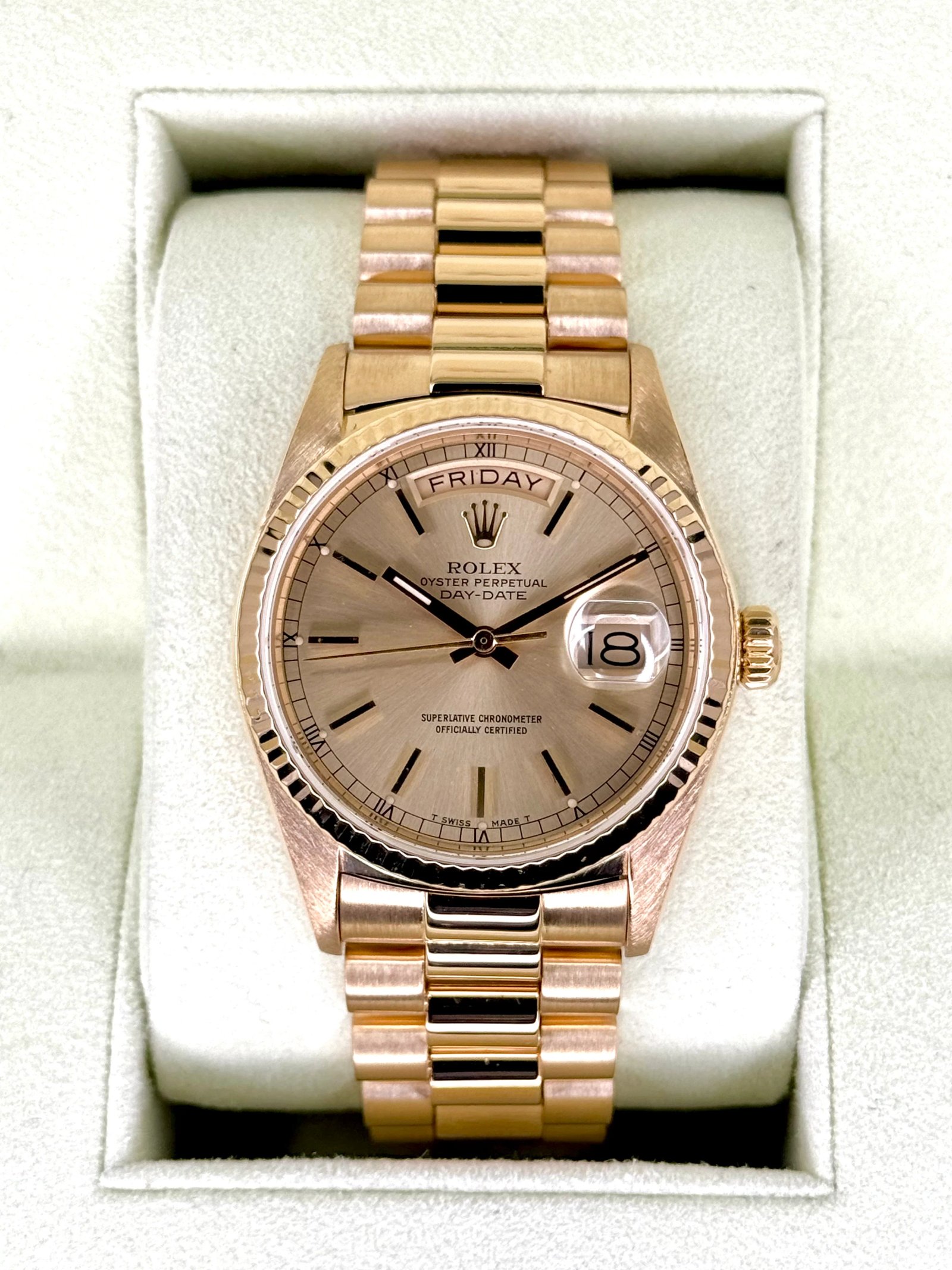 1985 Rolex Day-Date 36mm 18038 Presidential Champagne Dial