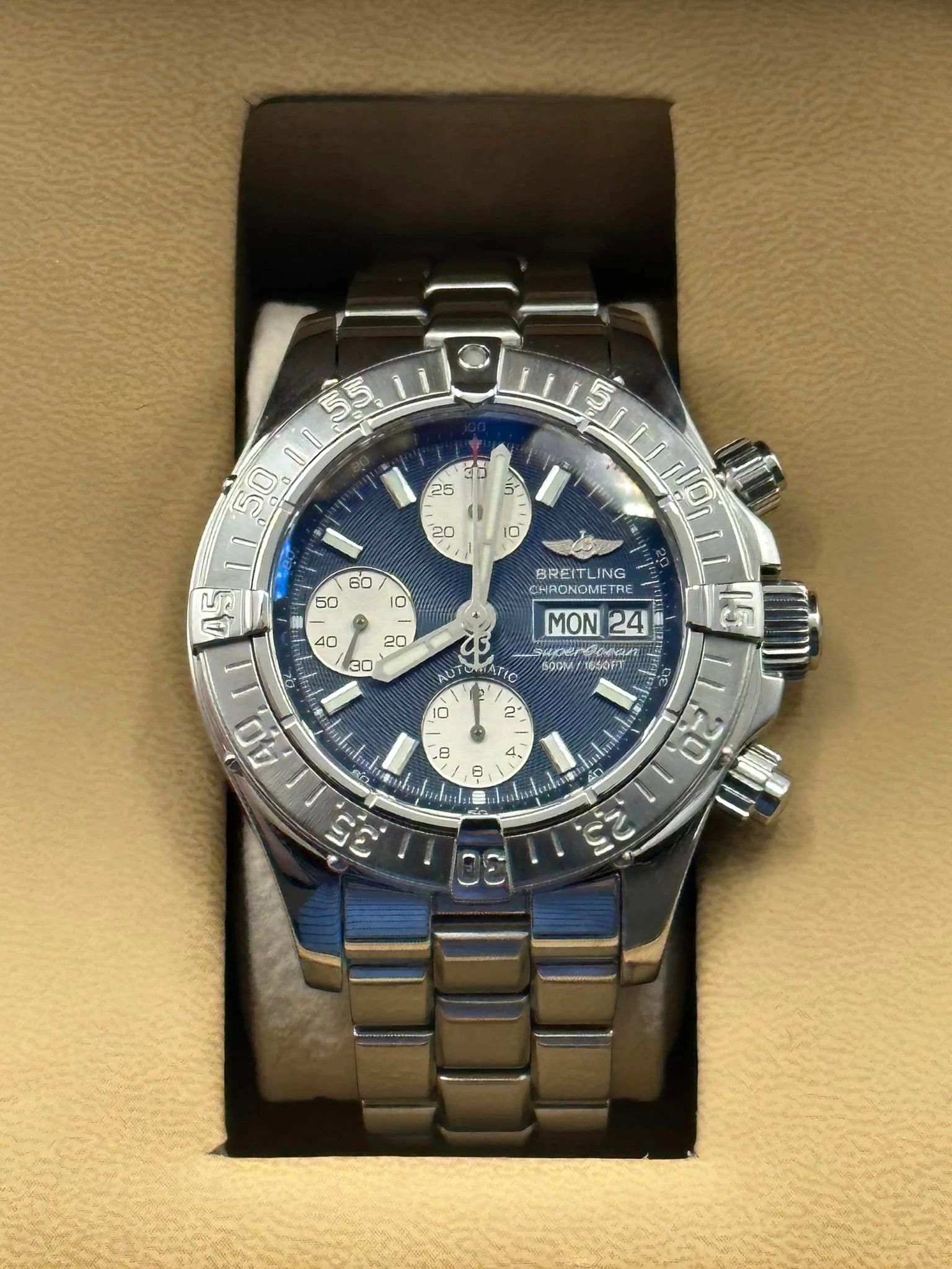 2004 Breitling Superocean Chrono. II 42mm A13340 Blue Dial