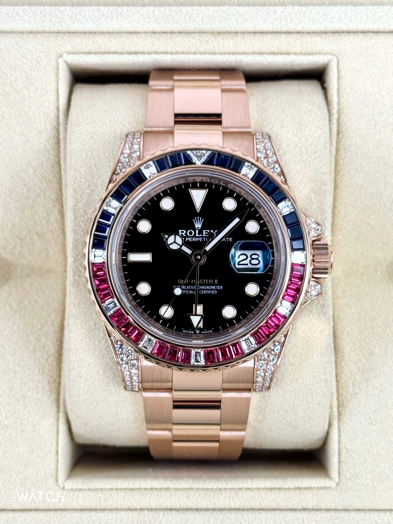 2021 Rolex GMT-Master II 40mm 126755SARU Rose Gold Sapphire and Ruby