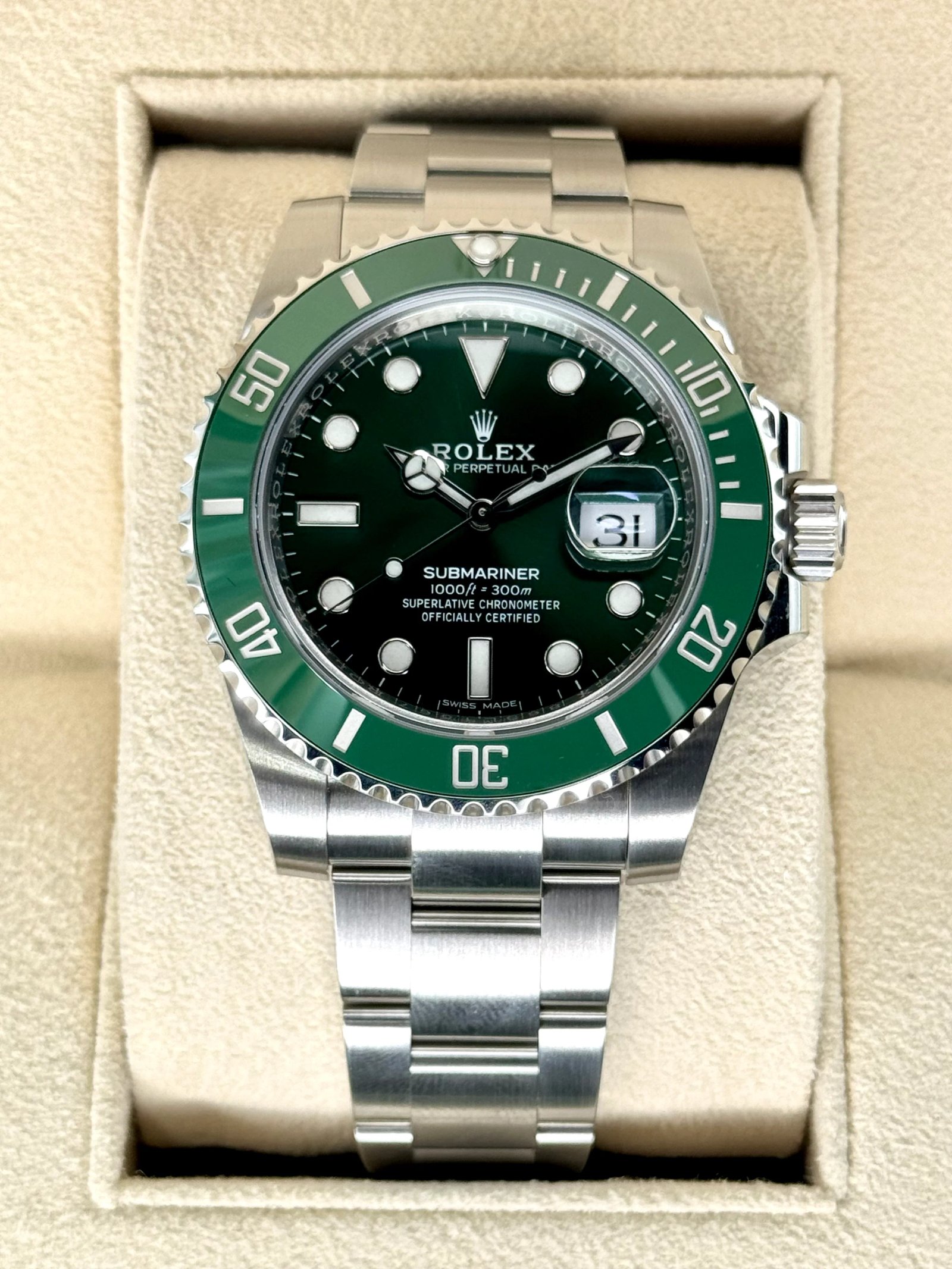 2018 Rolex Submariner “Hulk” 40mm 116610LV Green Dial