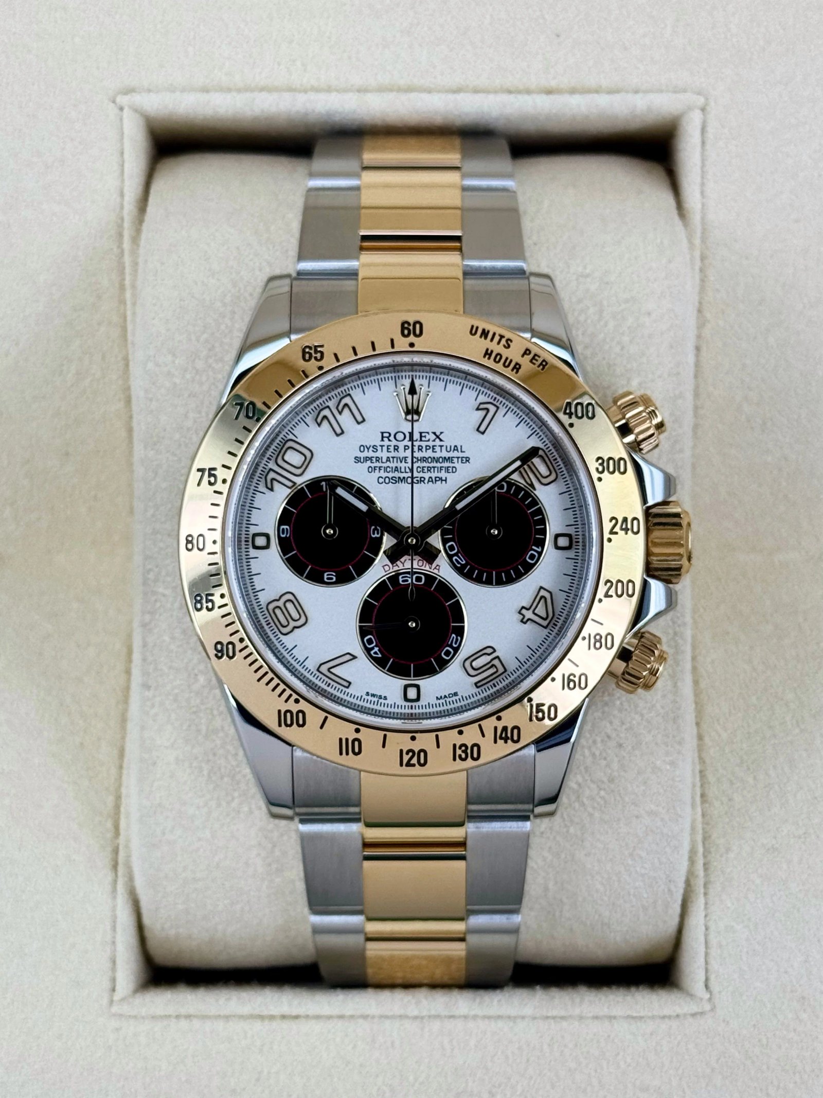 2016 Rolex Daytona 40mm 116523 White Panda Arabic Racing Dial