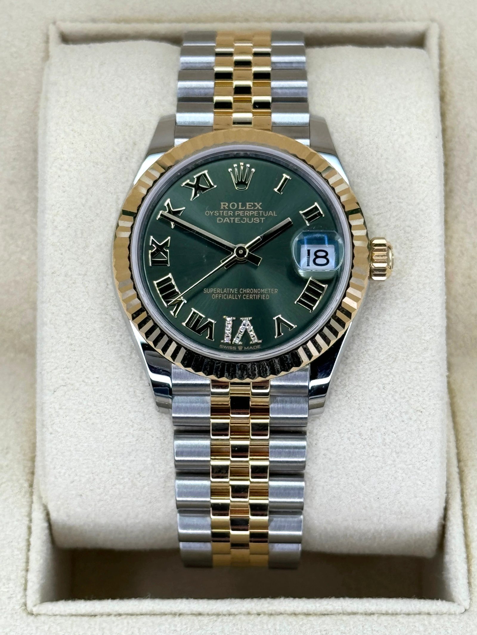 NEW 2023 Rolex Lady-Datejust 31mm 278273 Two-Tone Jubilee Green Dial