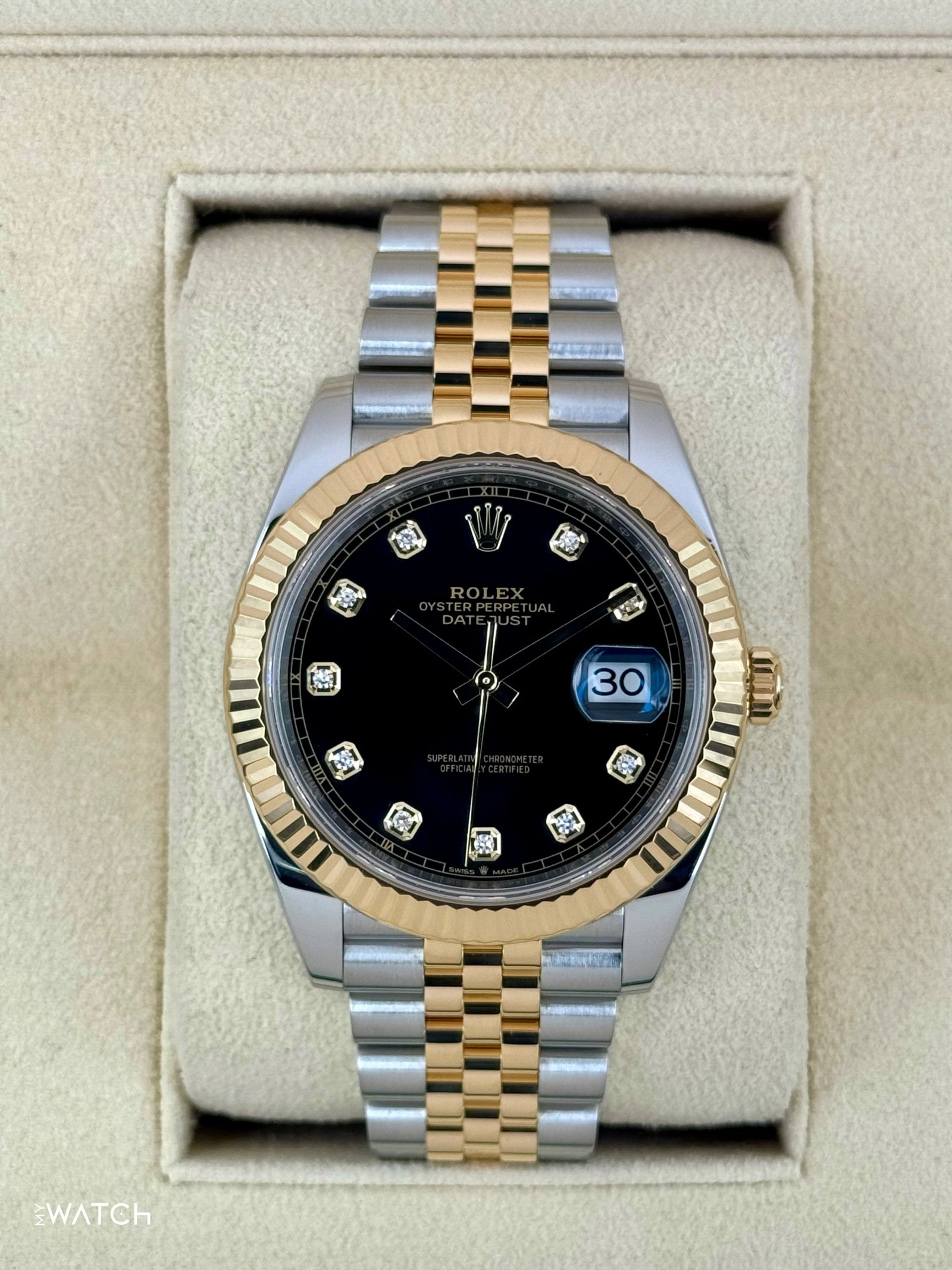 2024 Rolex Datejust 41mm 126333 Two-Tone Jubilee Black Diamond Dial