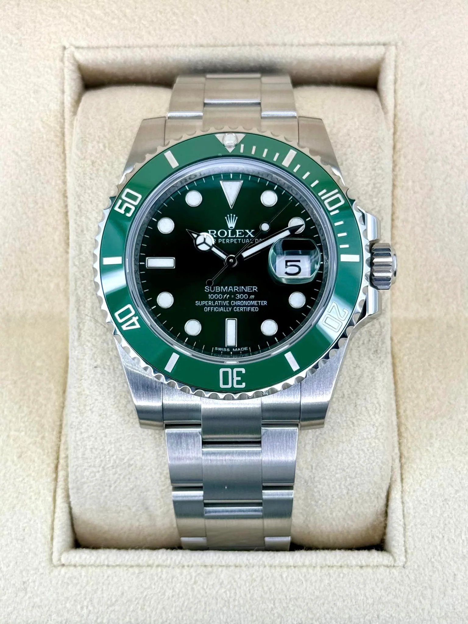 2014 Rolex Submariner "Hulk" 40mm 116610LV Green Dial