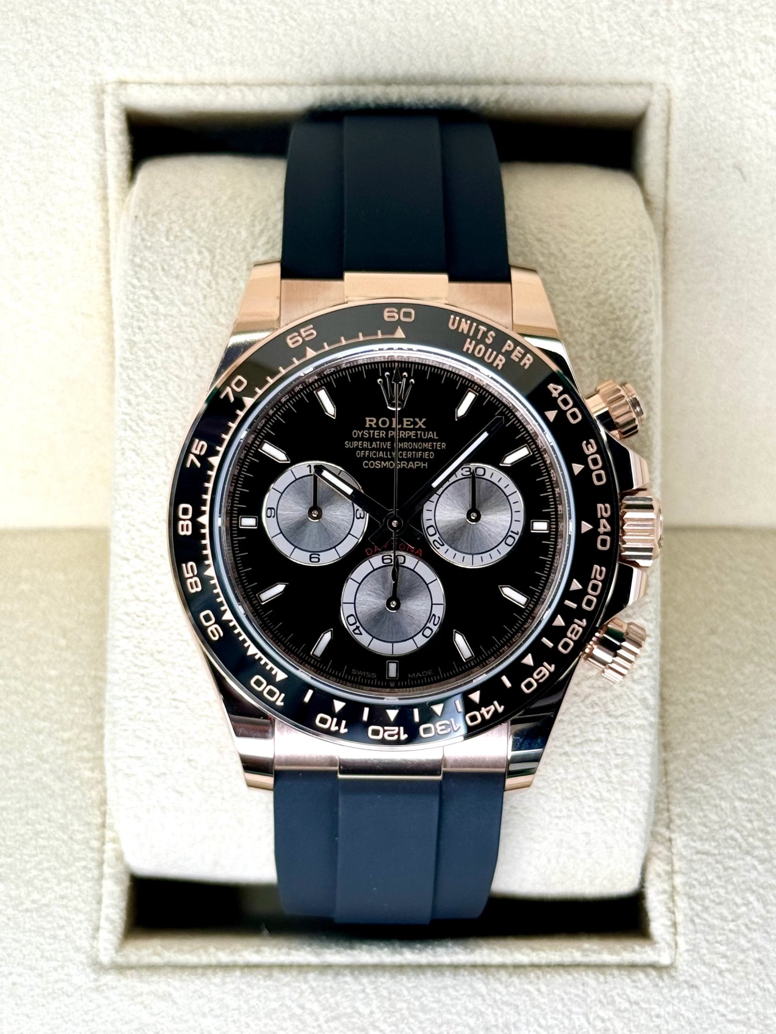 NEW 2025 Rolex Daytona 40mm 126515LN Rose Gold Oysterflex Black Dial