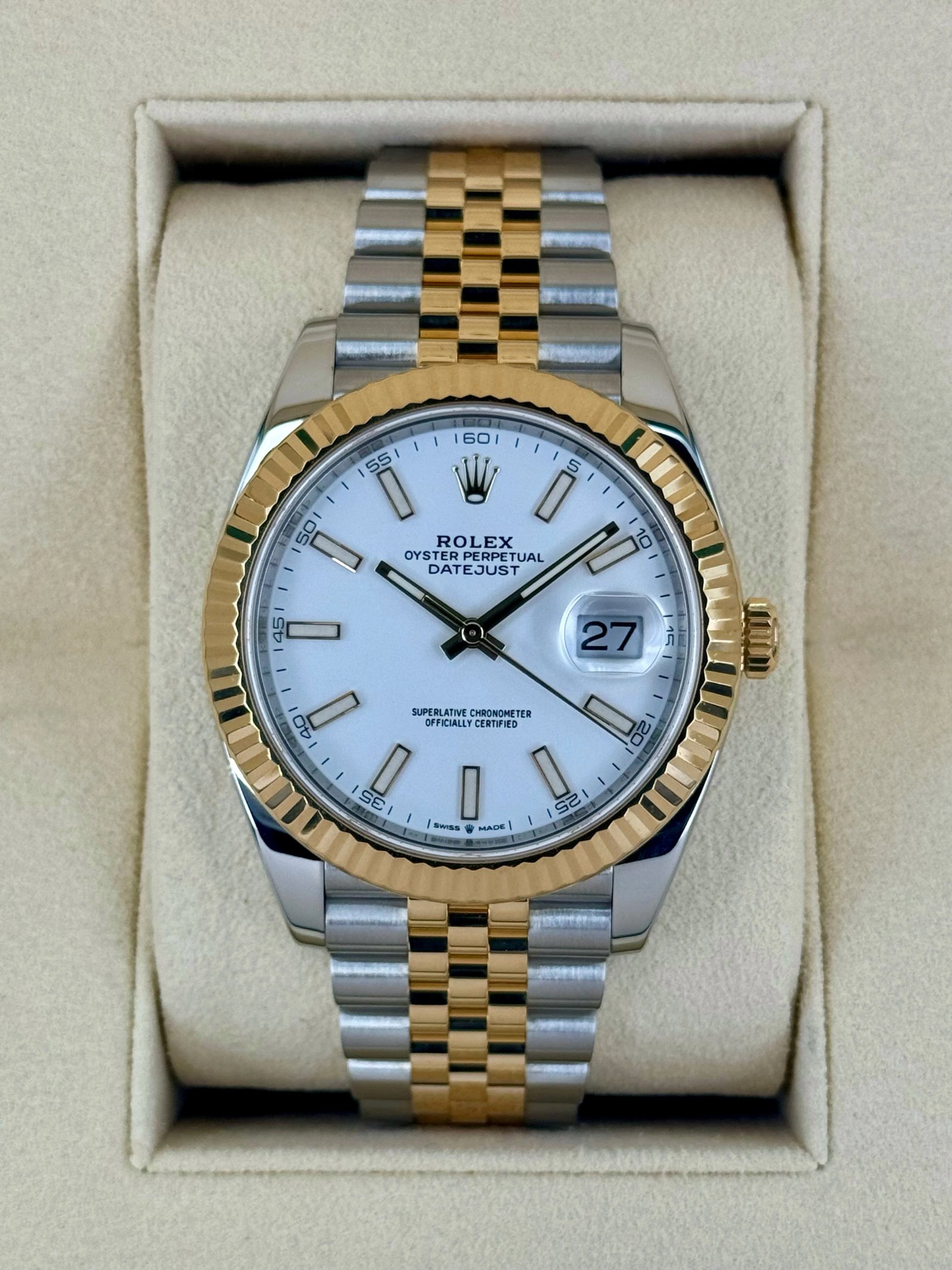 2020 Rolex Datejust 41mm 126333 Two-Tone Jubilee White Dial