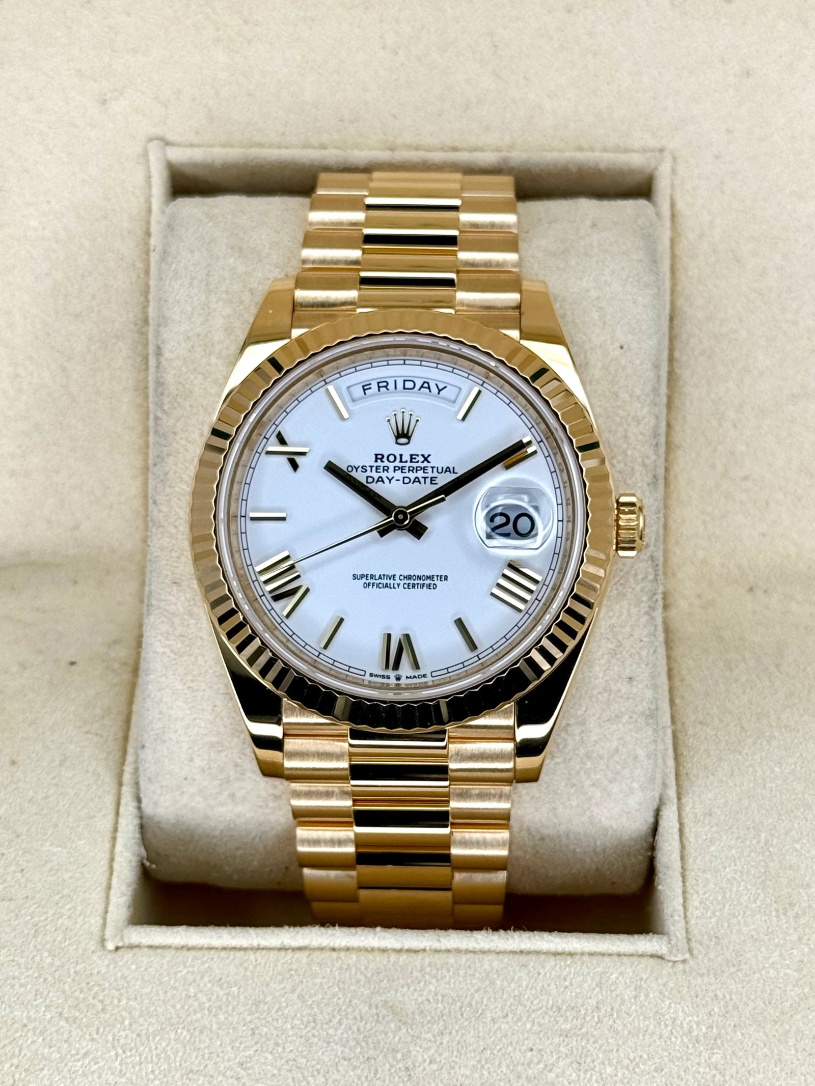2021 Rolex Day-Date 40mm 228238 Presidential White Dial