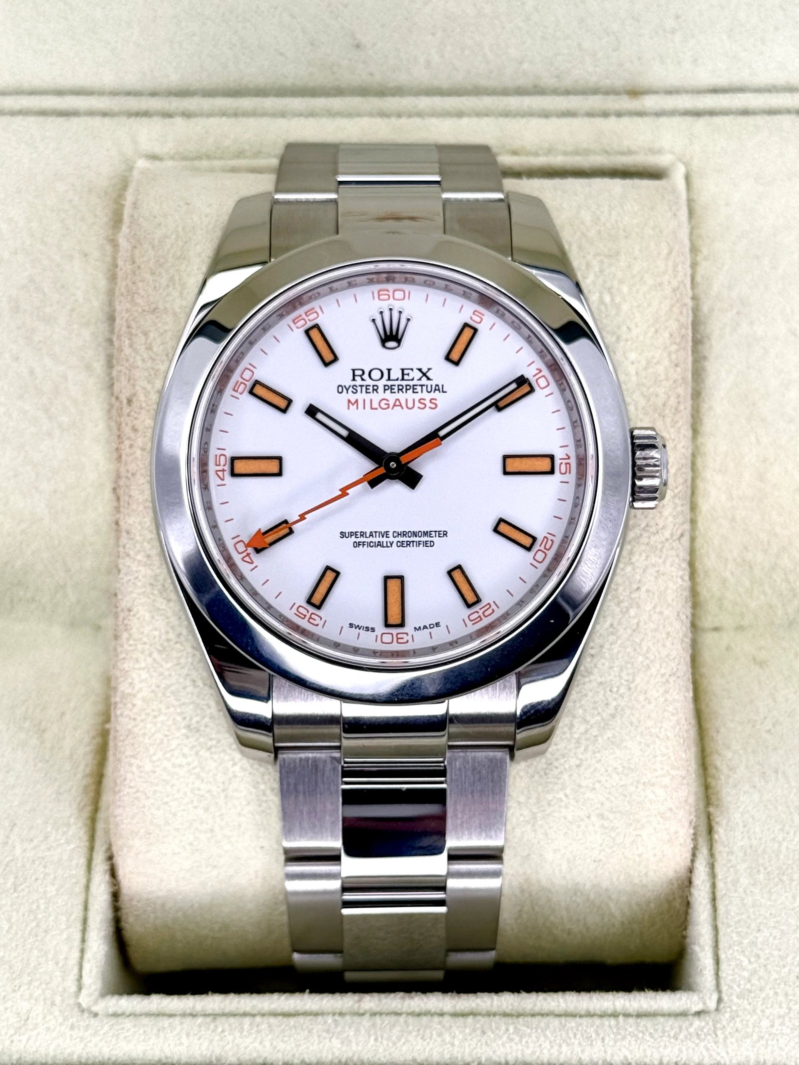 2008 Rolex Milgauss 40mm 116400 Stainless Steel White Dial