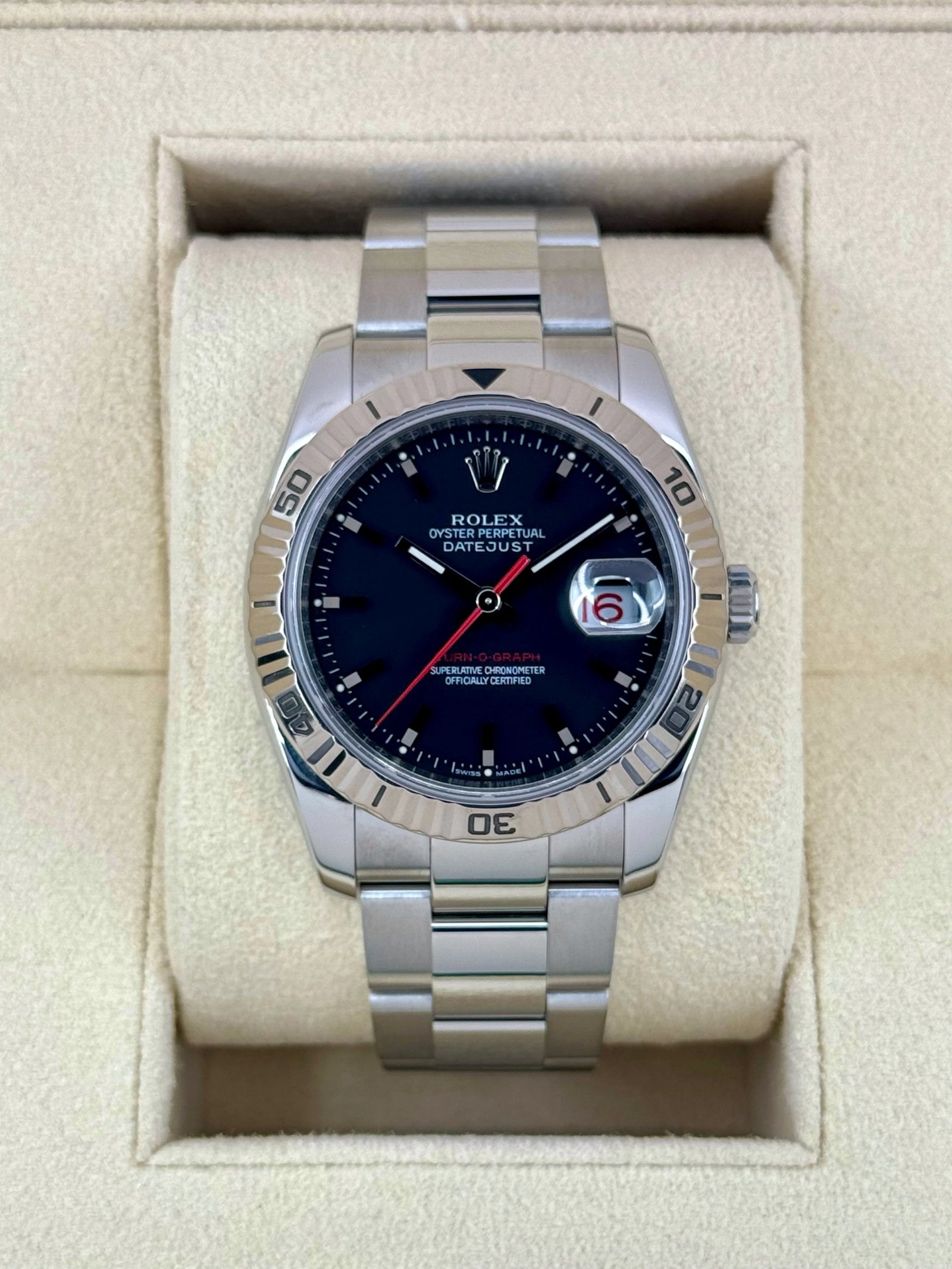 2005 Rolex Datejust Turn-O-Graph 36mm 116264 Oyster Black Dial Dial