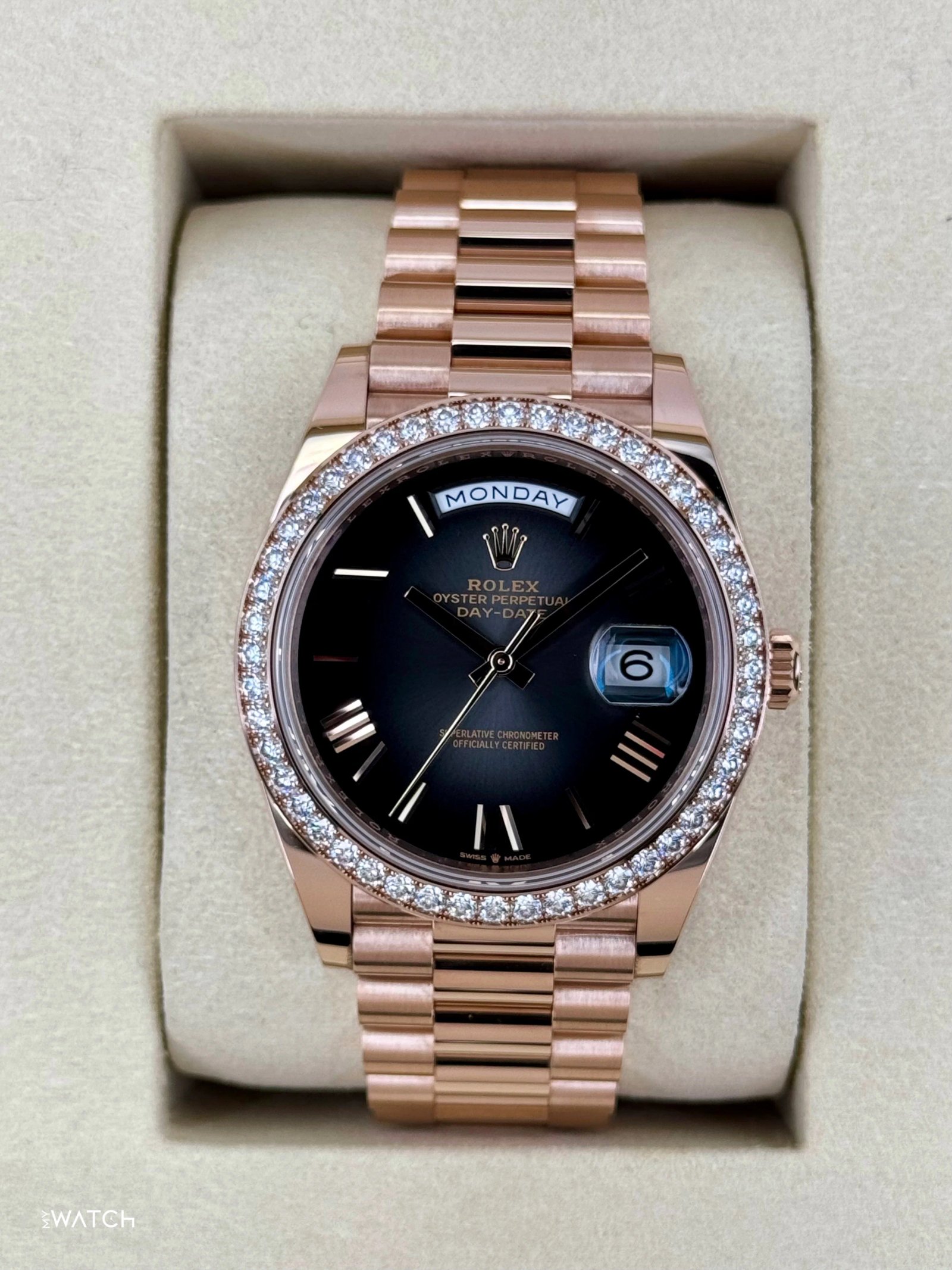 NEW 2025 Rolex Day-Date 40mm 228345RBR Rose Gold Slate Ombre Dial
