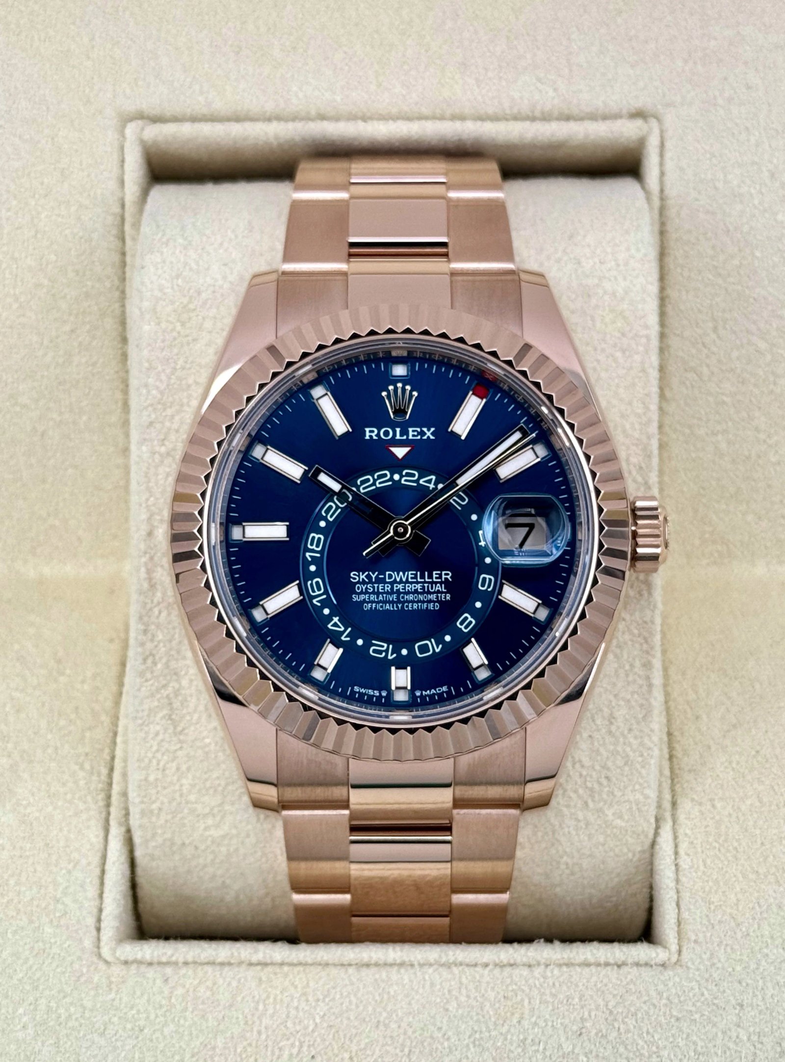 2023 Rolex Sky-Dweller 42mm 336935 Rose Gold Blue Dial