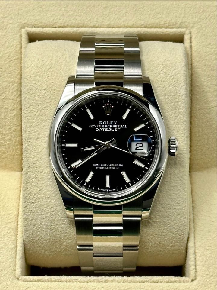 2022 Rolex Datejust 36mm 126200 Stainless Steel Oyster Black Dial