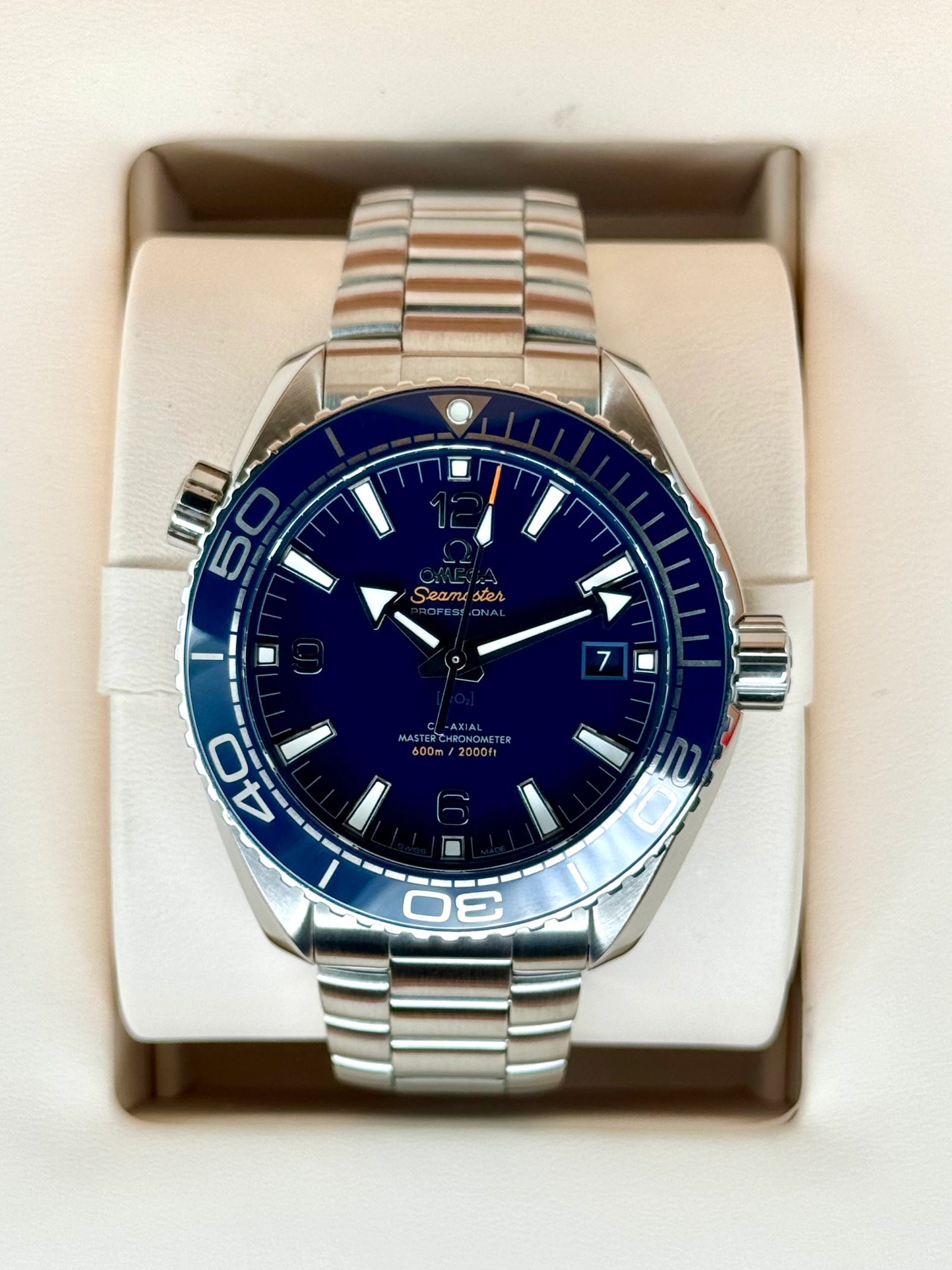 2019 Omega Seamaster Planet Ocean 43.5mm 215.30.44.21.03.001 Blue Dial
