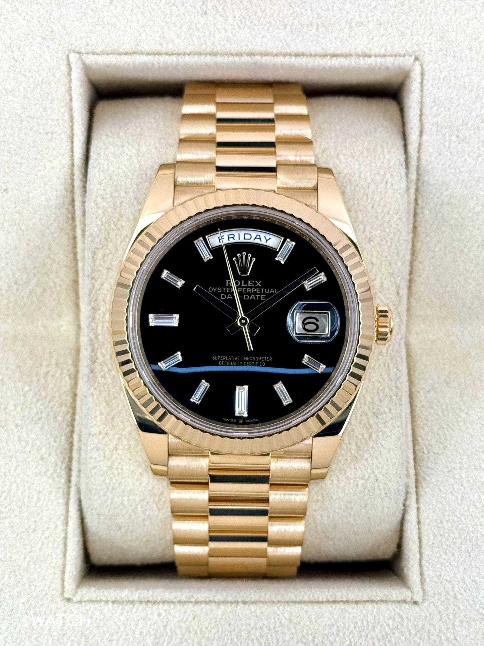 2024 Rolex Day-Date 40mm 228238 Yellow Gold Black Onyx Diamond Dial