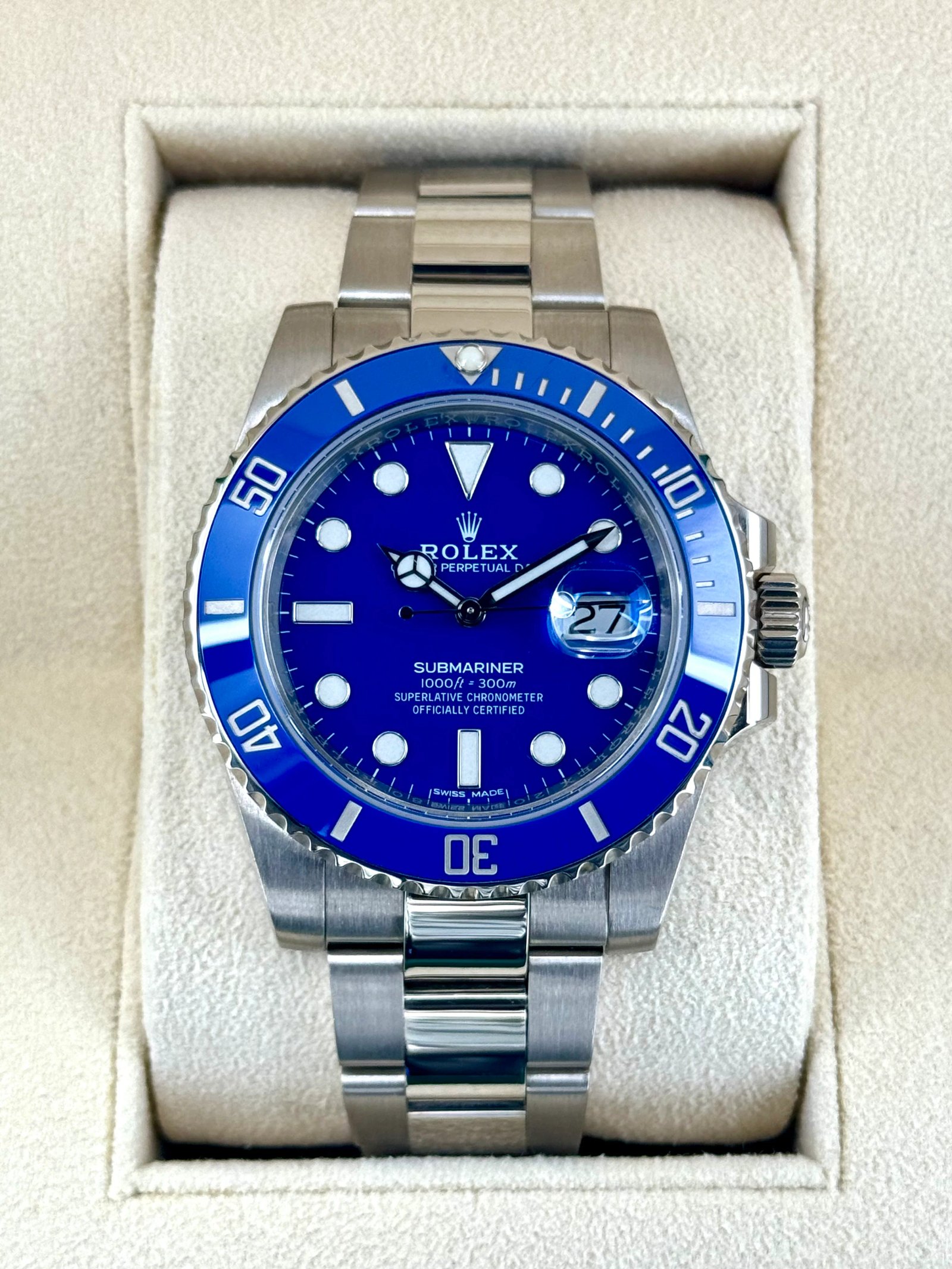 2018 Rolex Submariner "Smurf" 40mm 116619LB White Gold Blue Dial