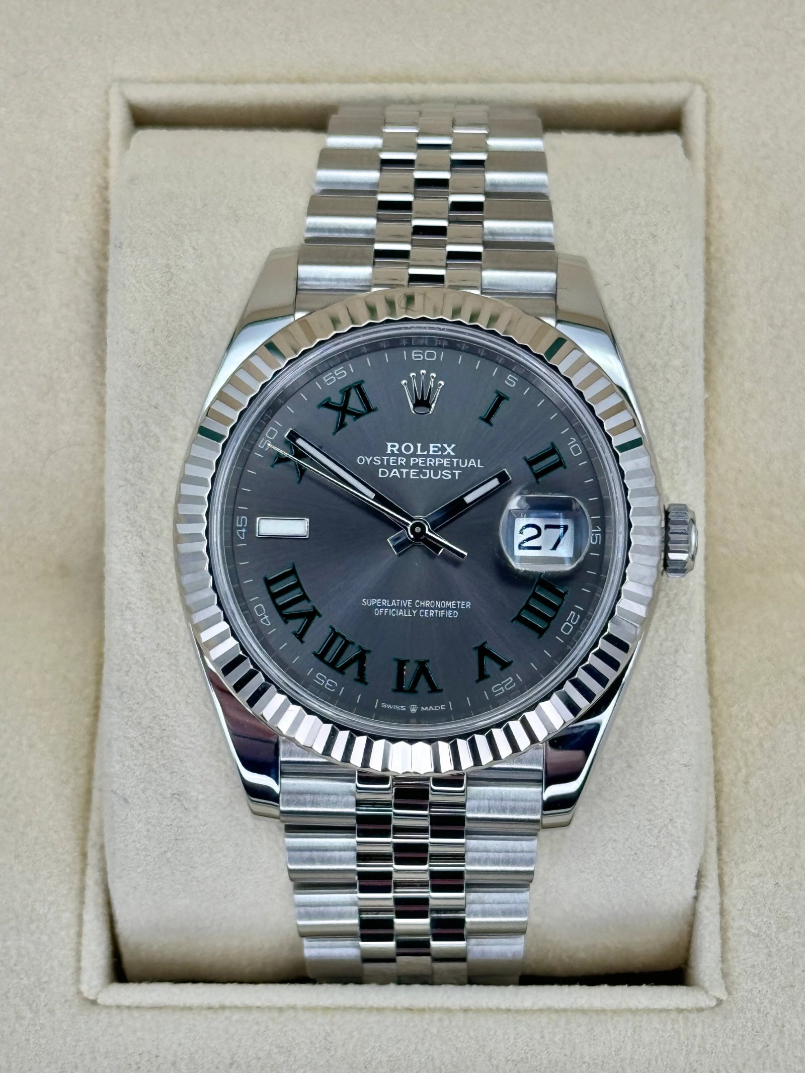 2021 Rolex Datejust 41mm Stainless Steel Jubilee Wimbledon Dial