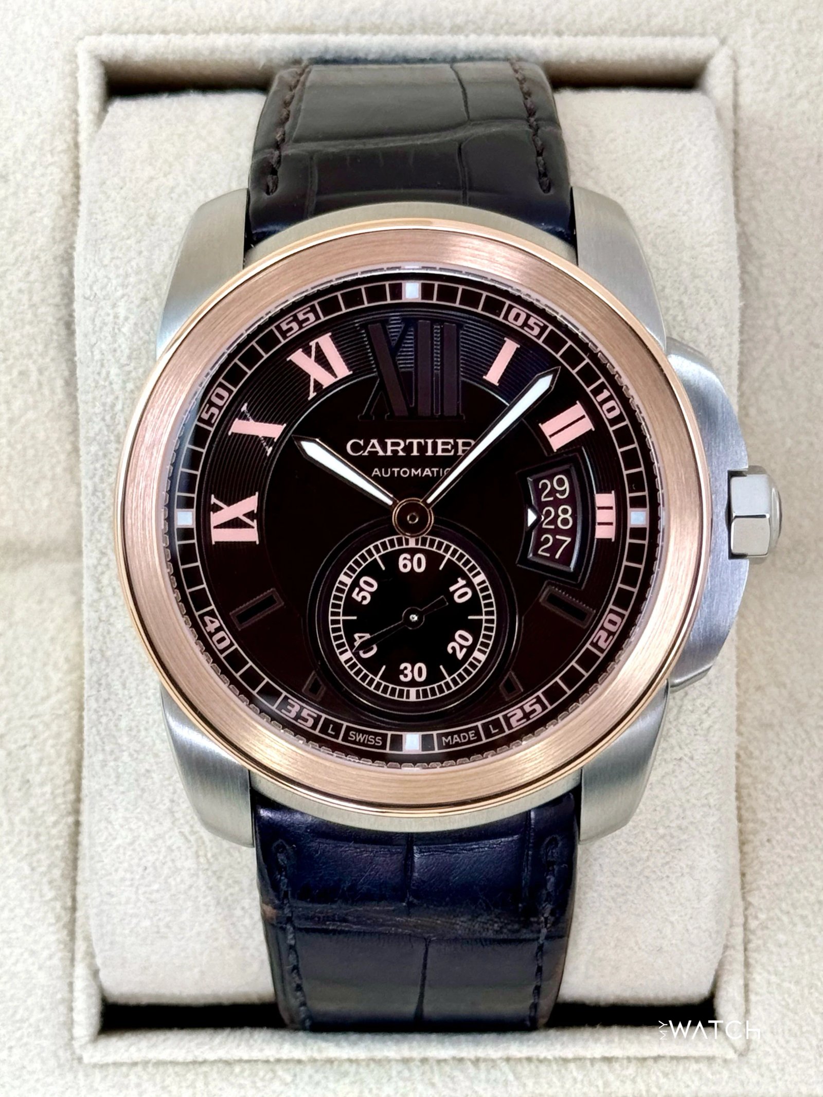 2012 Cartier Calibre De Cartier 42mm W7100051 Two-Tone Brown Dial