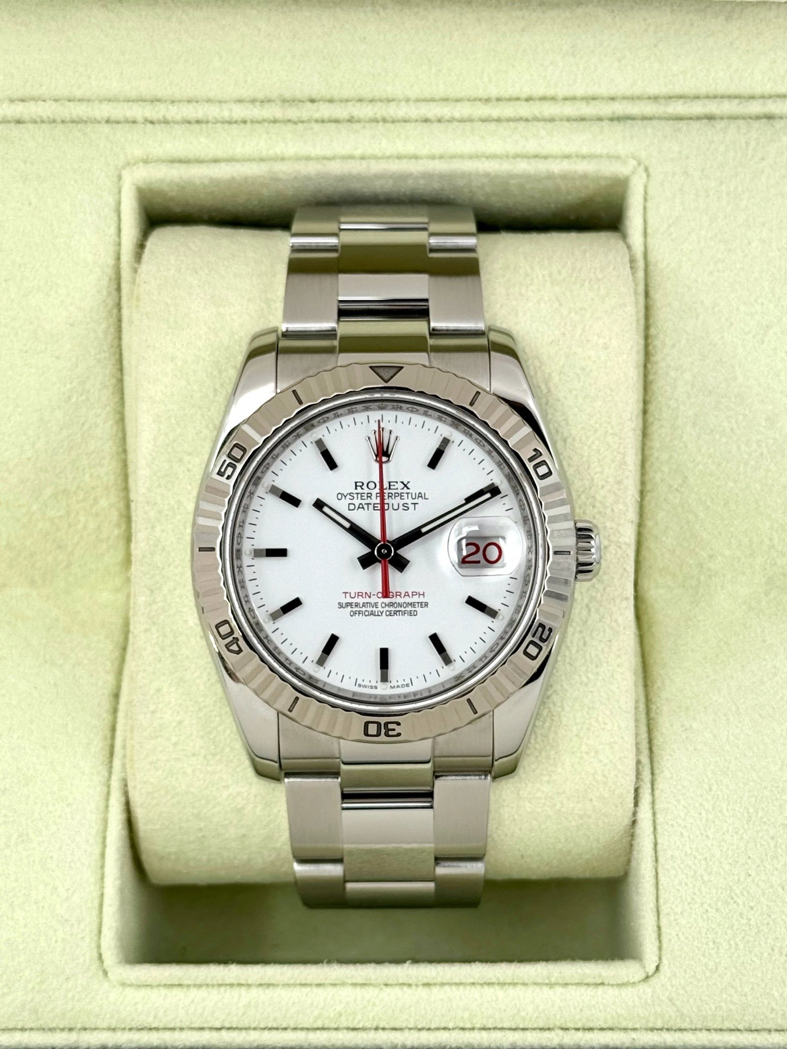 2005 Rolex Datejust Turn-O-Graph 36mm 116264 Oyster White Dial
